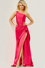 One Shoulder High Slit Prom Gown By Jovani -07536