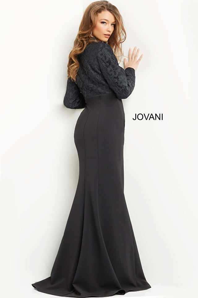 V-Neck Front Slit Evening Gown By Jovani -07552