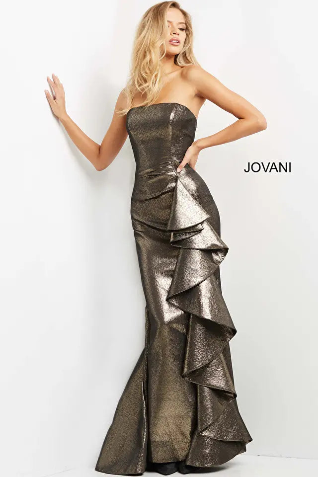 Jovani -07582 Mermaid Strapless Evening Gown