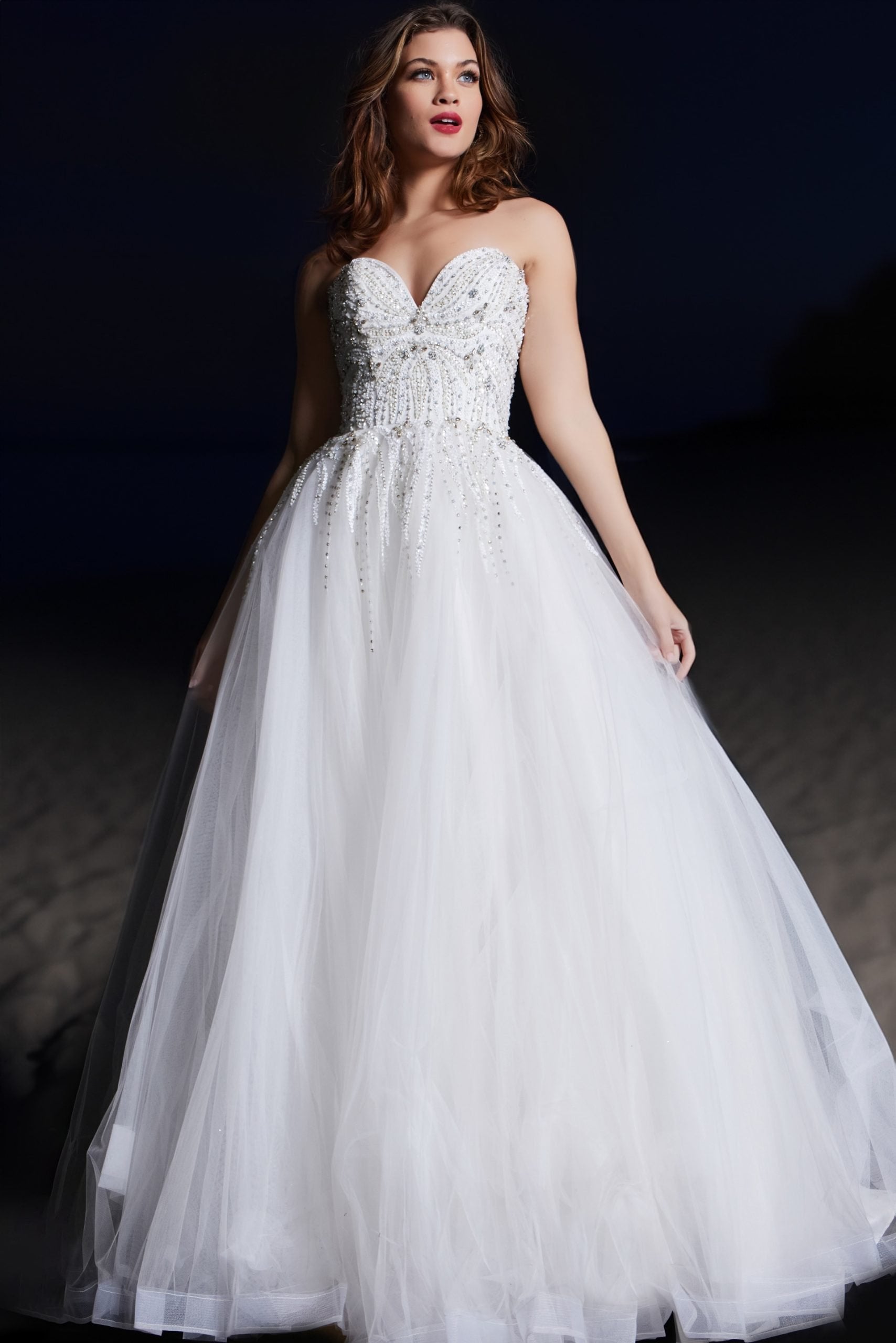 Strapless Beaded Ball Gown By Jovani -07946