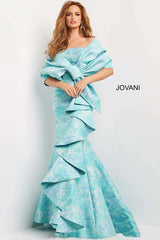 Strapless Straight Across Neck Evening Gown By Jovani -08093