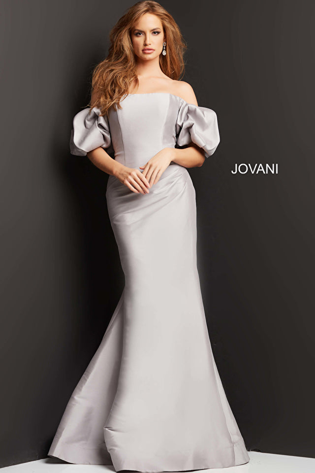 Off The Shoulder Straight Neck Gown By Jovani -08361