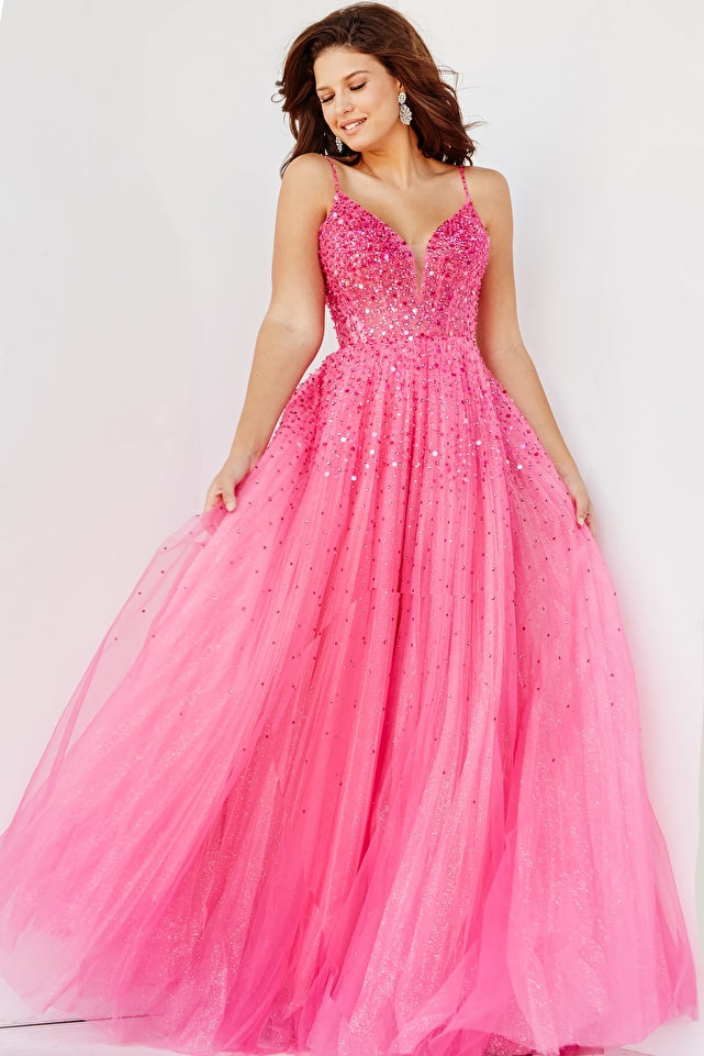 Spaghetti Straps Embellished Prom Ballgown By Jovani -08408