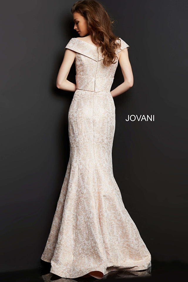 Off The Shoulder V Neck Dress By Jovani -08656