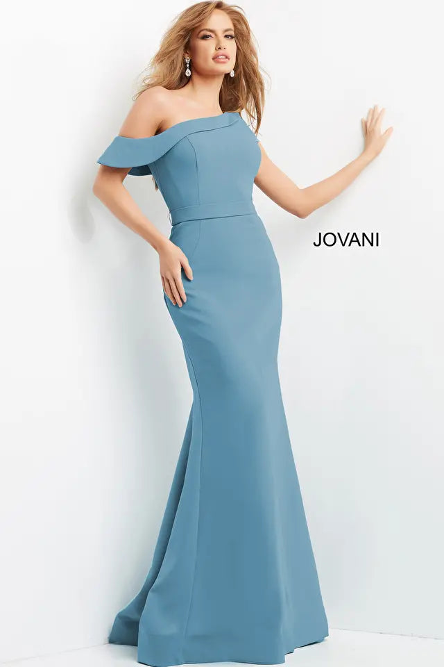 Jovani -09129 Asymmetric Neckline Sheath Evening Dress