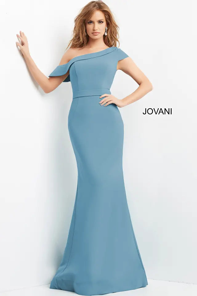 Jovani -09129 Asymmetric Neckline Sheath Evening Dress