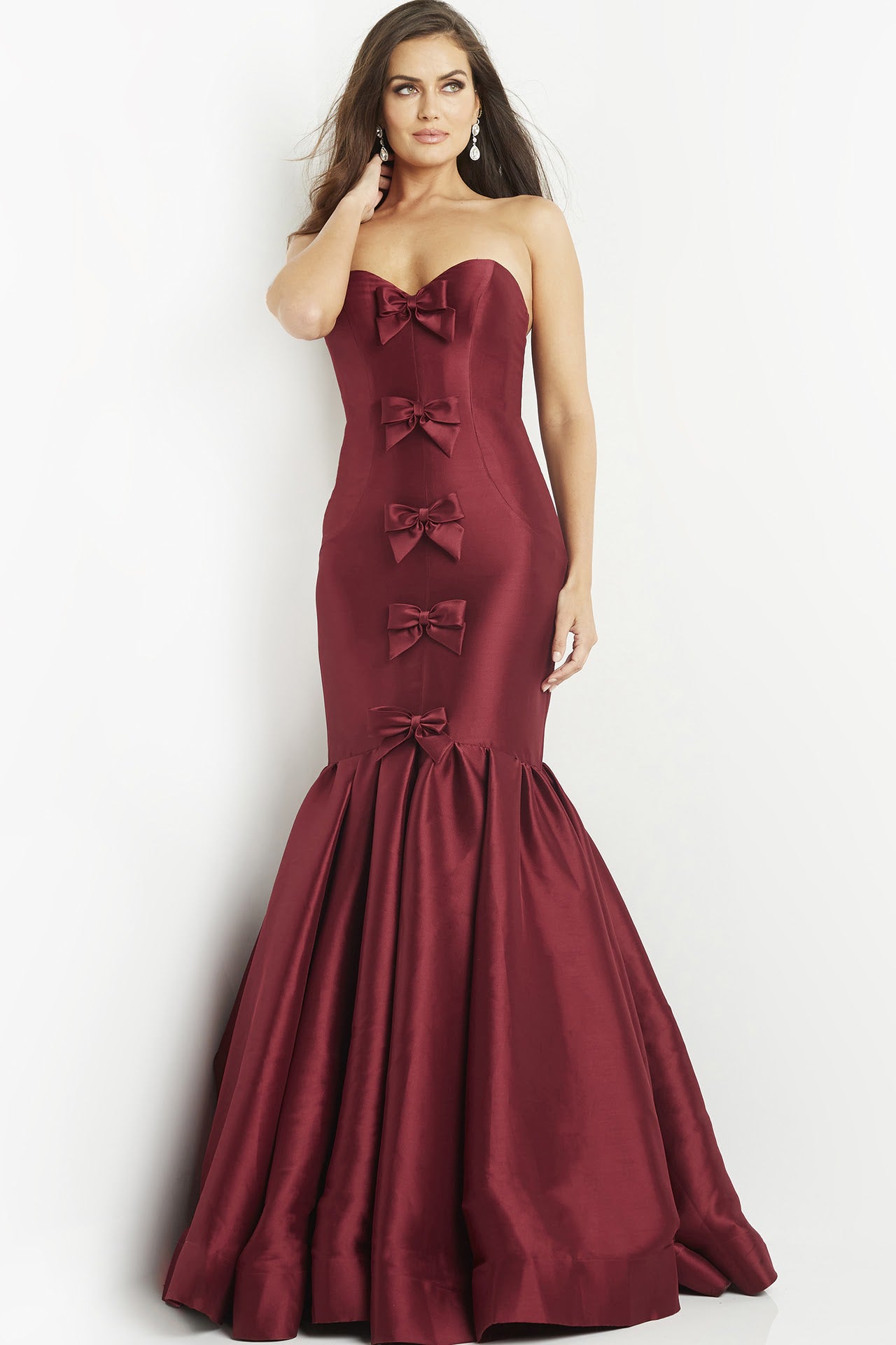 Jovani -09388 Sweetheart Bow Accent Trumpet Dress