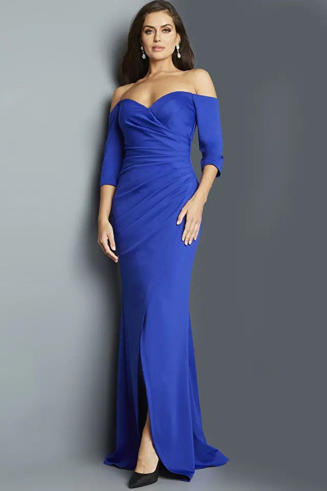 Jovani -09421 Off the Shoulder Sheath Long Evening Gown