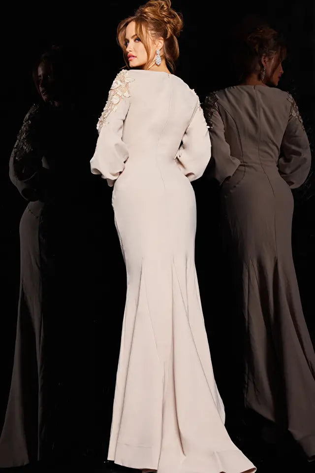 Jovani -09470 Long Sleeve Ruched Formal Gown