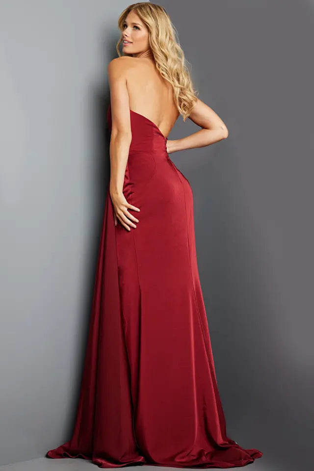 Jovani -09841 Strapless Side Draped Evening Gown