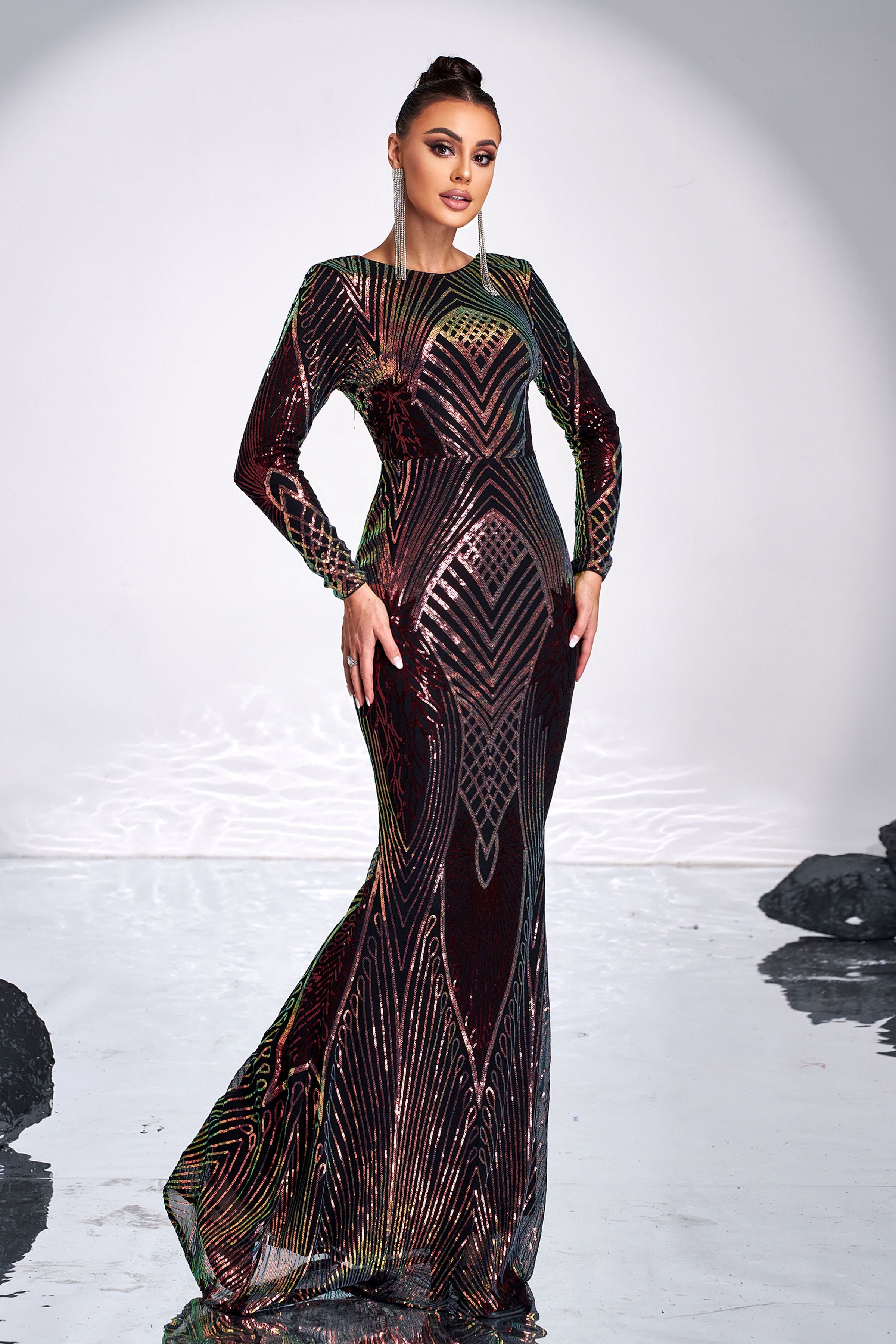 Azina -FT19747 Mermaid Hem Sequin Formal Dress