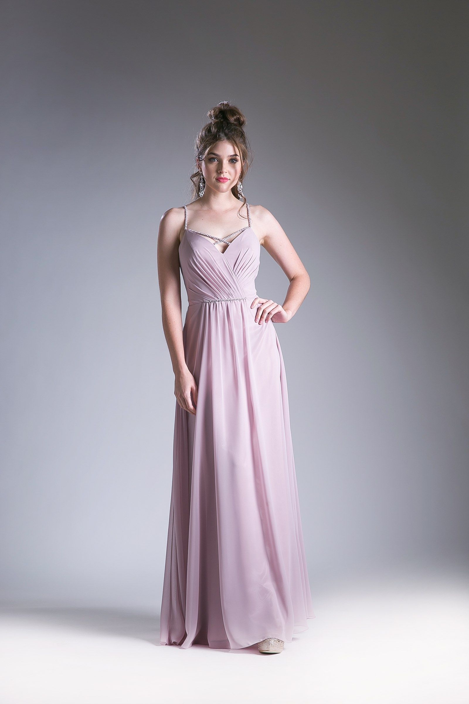 Cinderella Divine -1010 Crisscross Neck Chiffon Long Dress