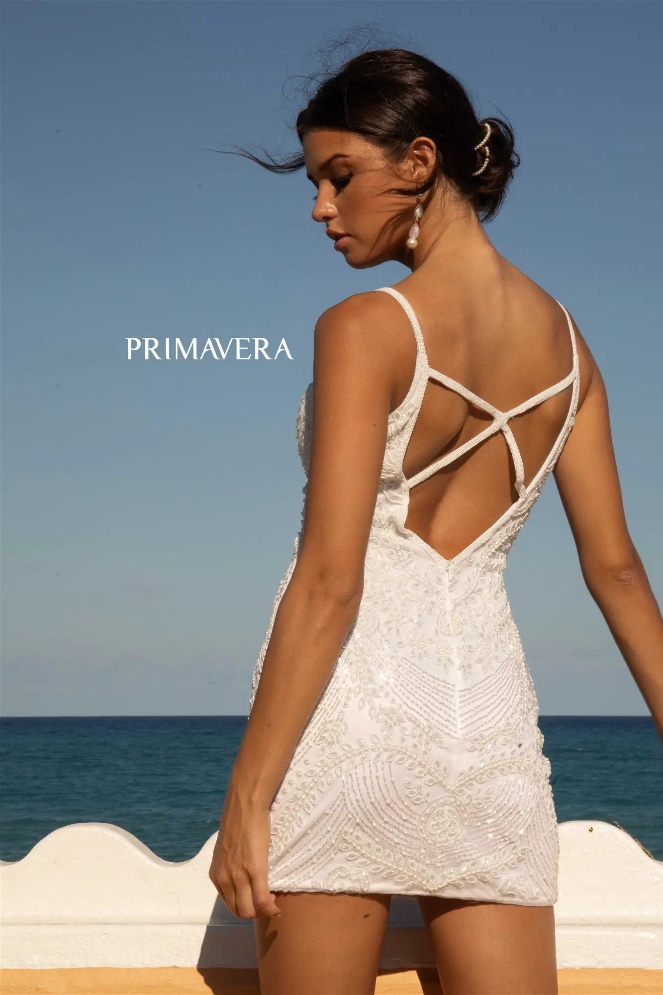 Plunging V Neckline Sleeveless Short Bridal Dress By Primavera Couture -11036