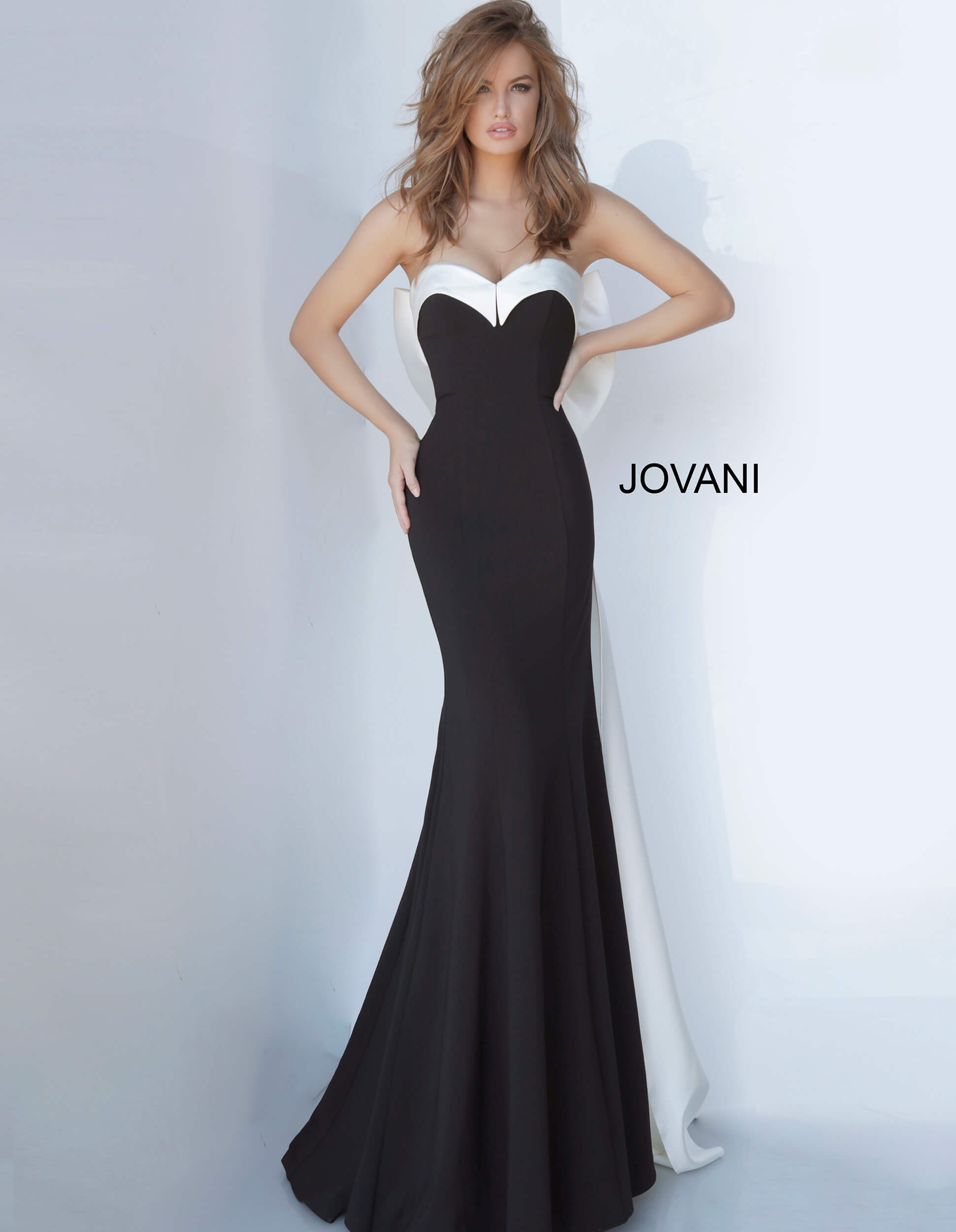 Jovani -12020 Two Tone Strapless Trumpet Dress