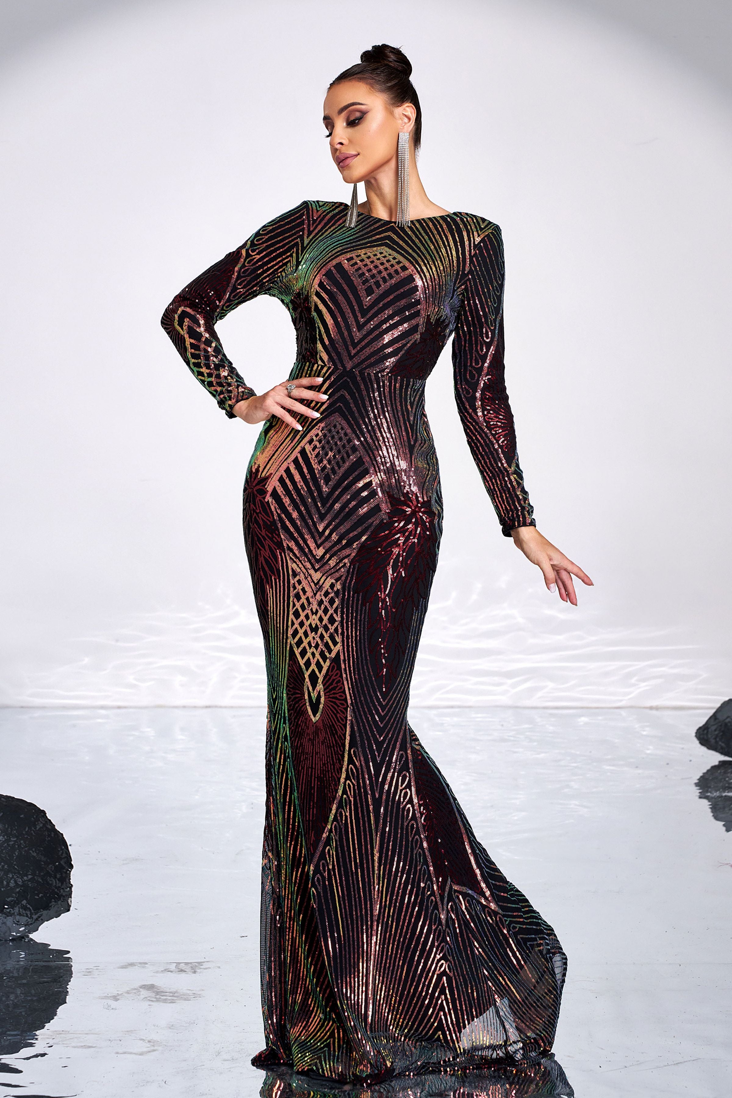 Azina -FT19747 Mermaid Hem Sequin Formal Dress