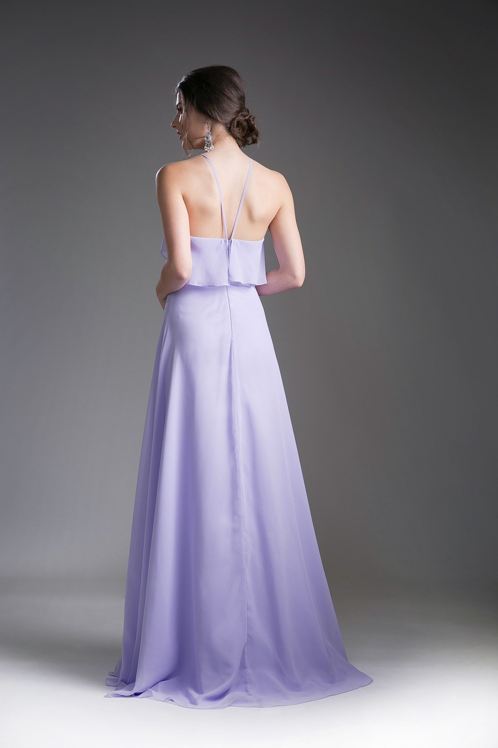 Cinderella Divine -13032 Strapped Halter A-line Dress