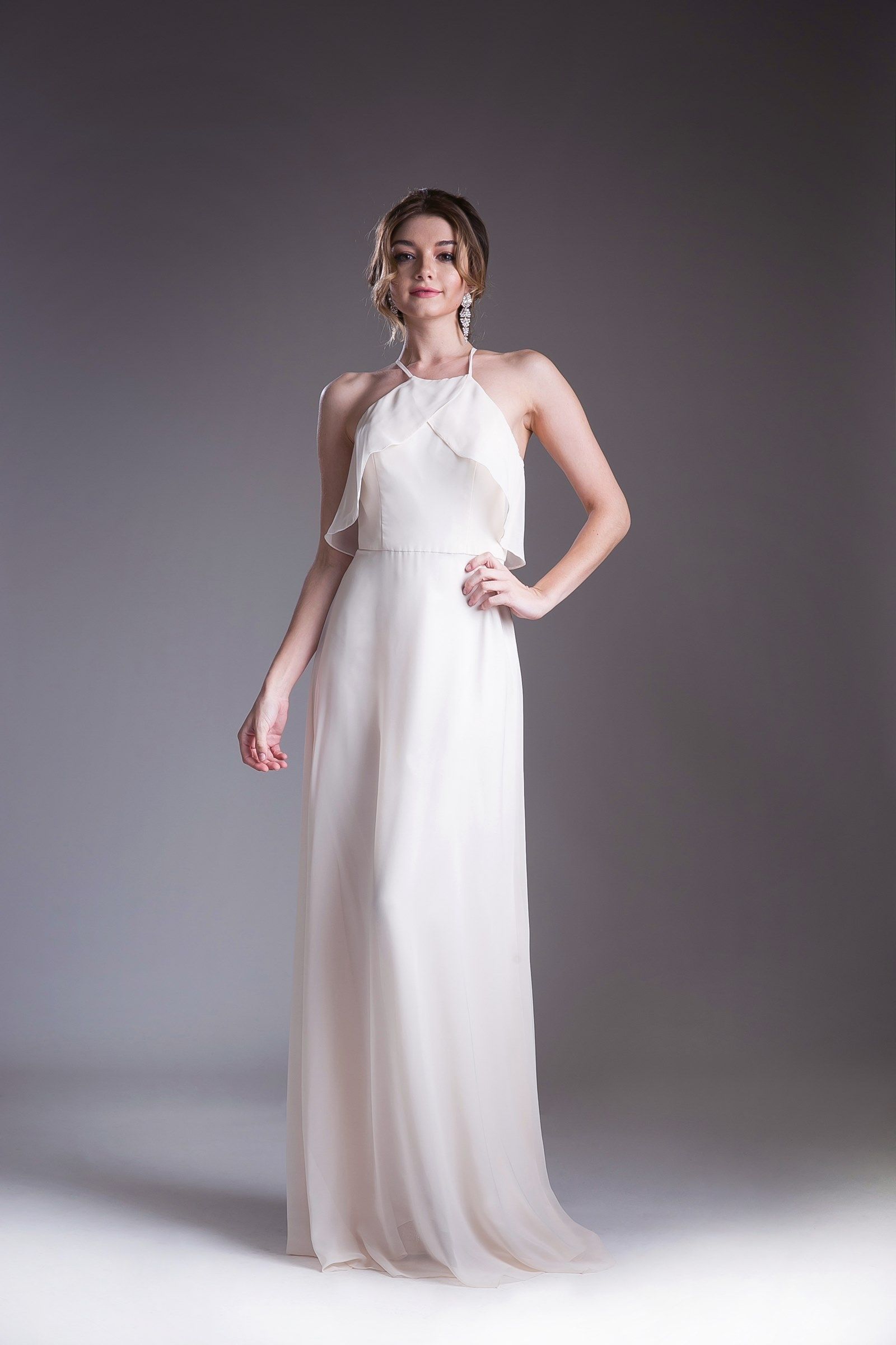 Cinderella Divine -13032 Strapped Halter A-line Dress