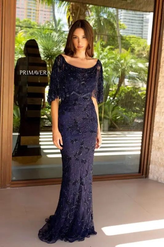 Primavera Couture -13123 Off Shoulder Sequin Beaded Prom Dress