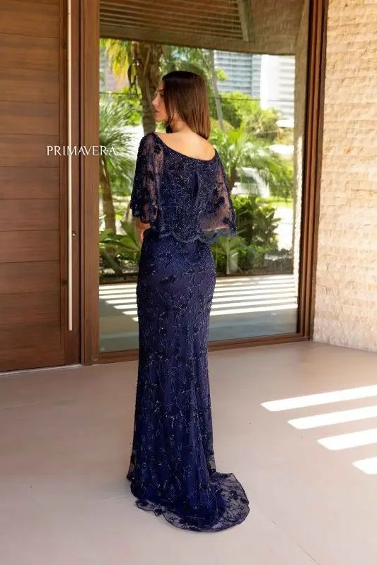 Primavera Couture -13123 Off Shoulder Sequin Beaded Prom Dress