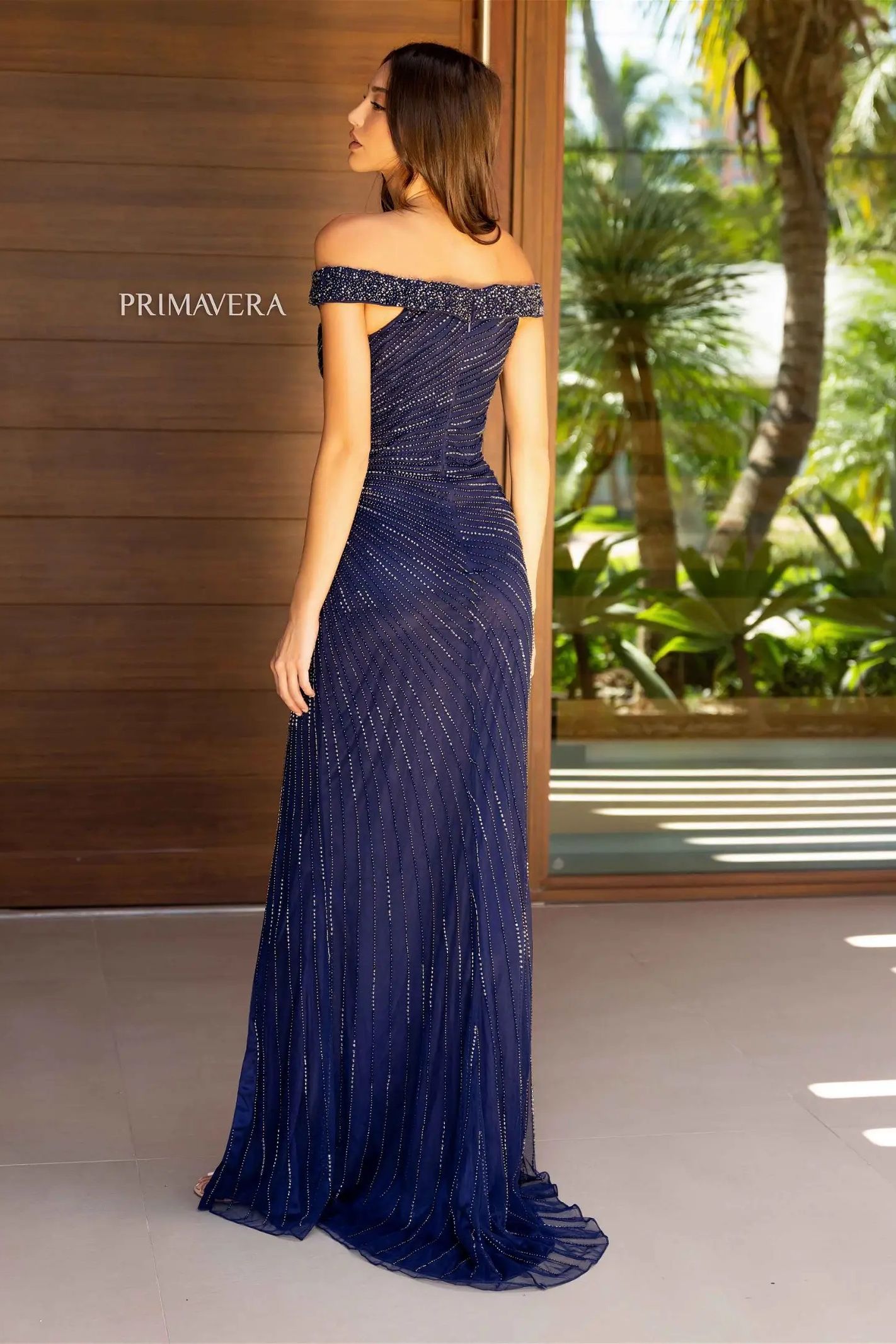 Primavera Couture -13126 Off Shoulder Fitted Prom Sheath Dress