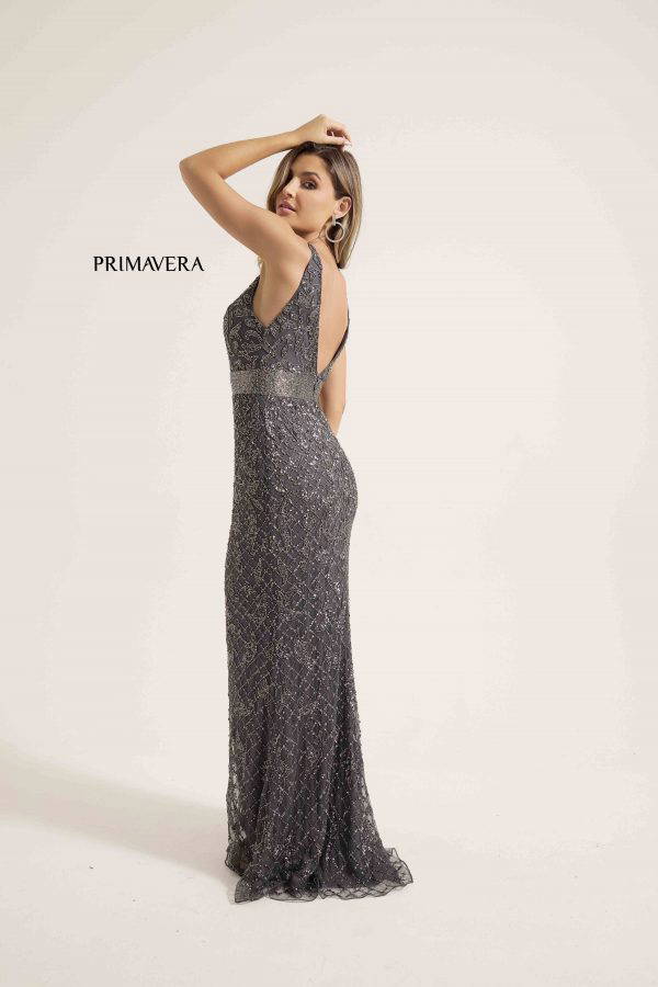 Primavera Couture -13132 V-Neck Sleeveless Beaded Evening Gown