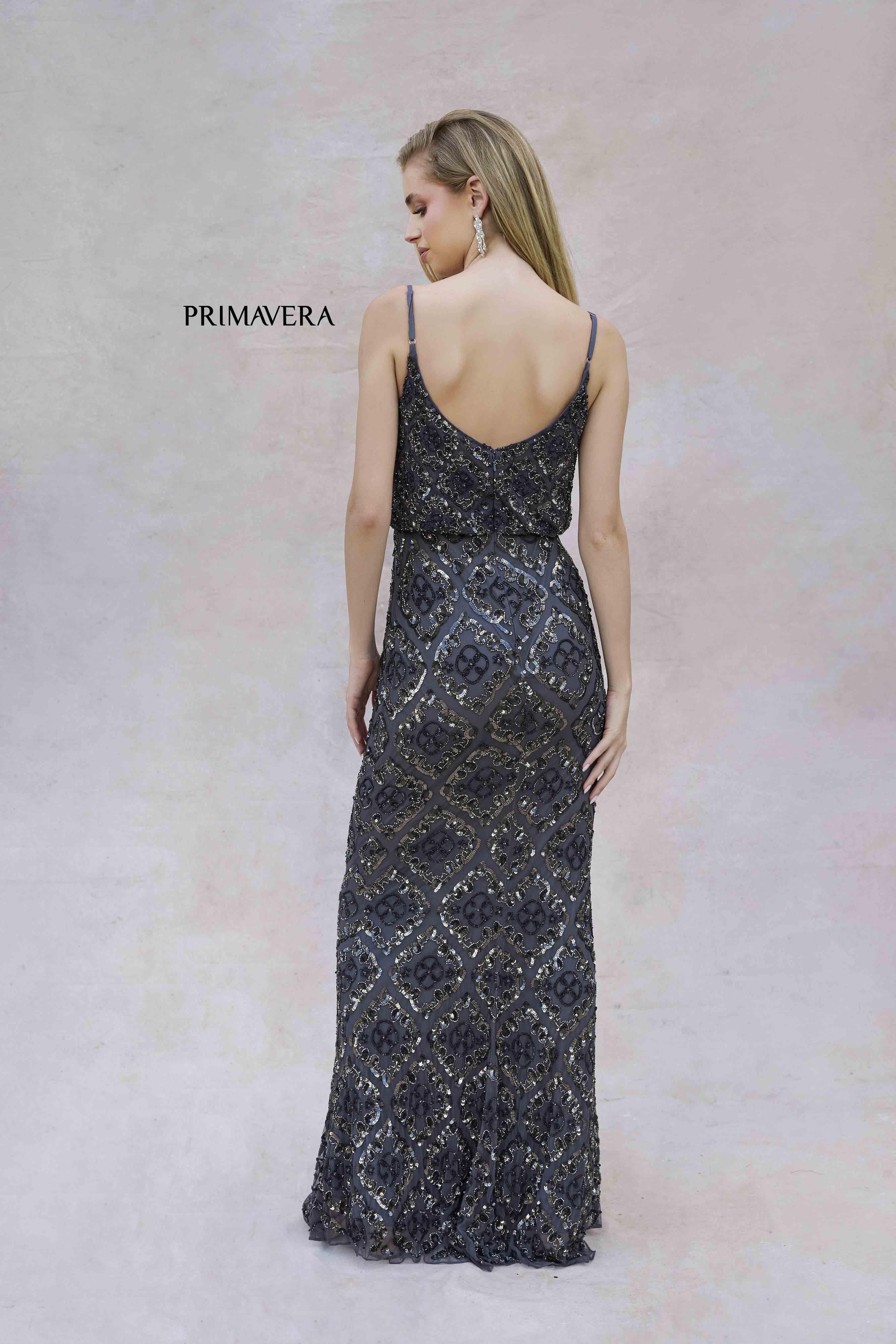 Primavera Couture -13139 V Neck Beaded Evening Gown