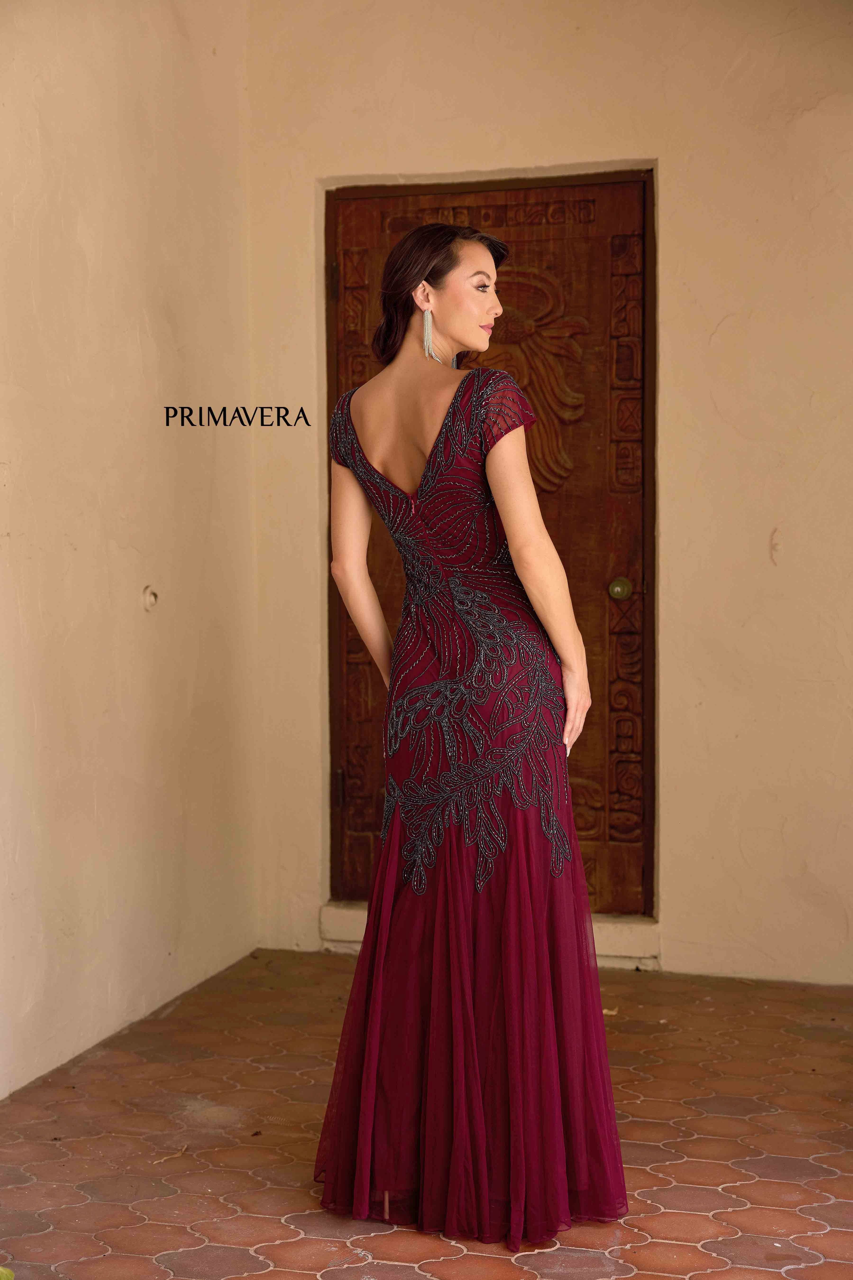 Primavera Couture -13148 V-Neck sheath Prom Gown