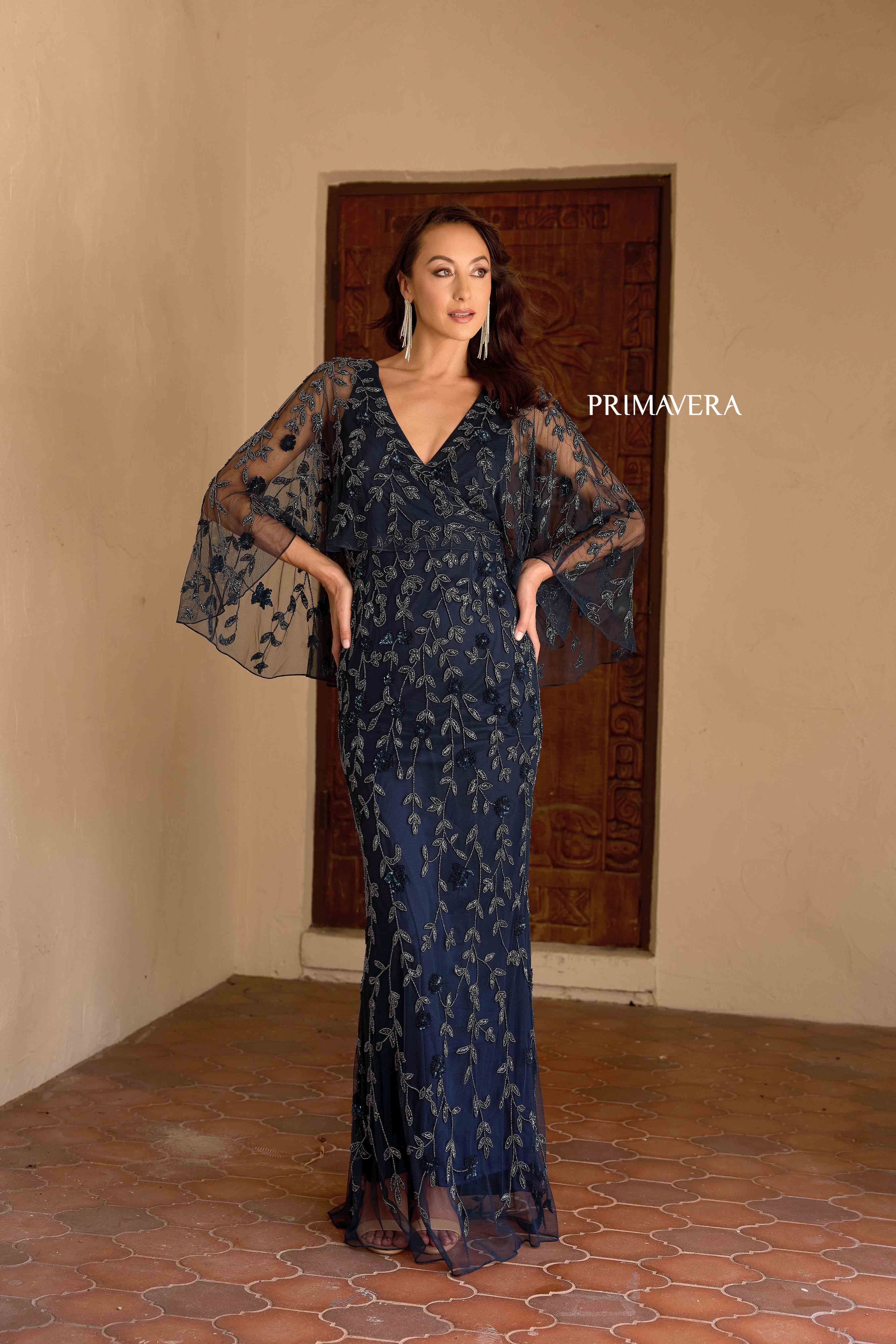 Primavera Couture -13149 Beaded V-Neck Sheer Gown