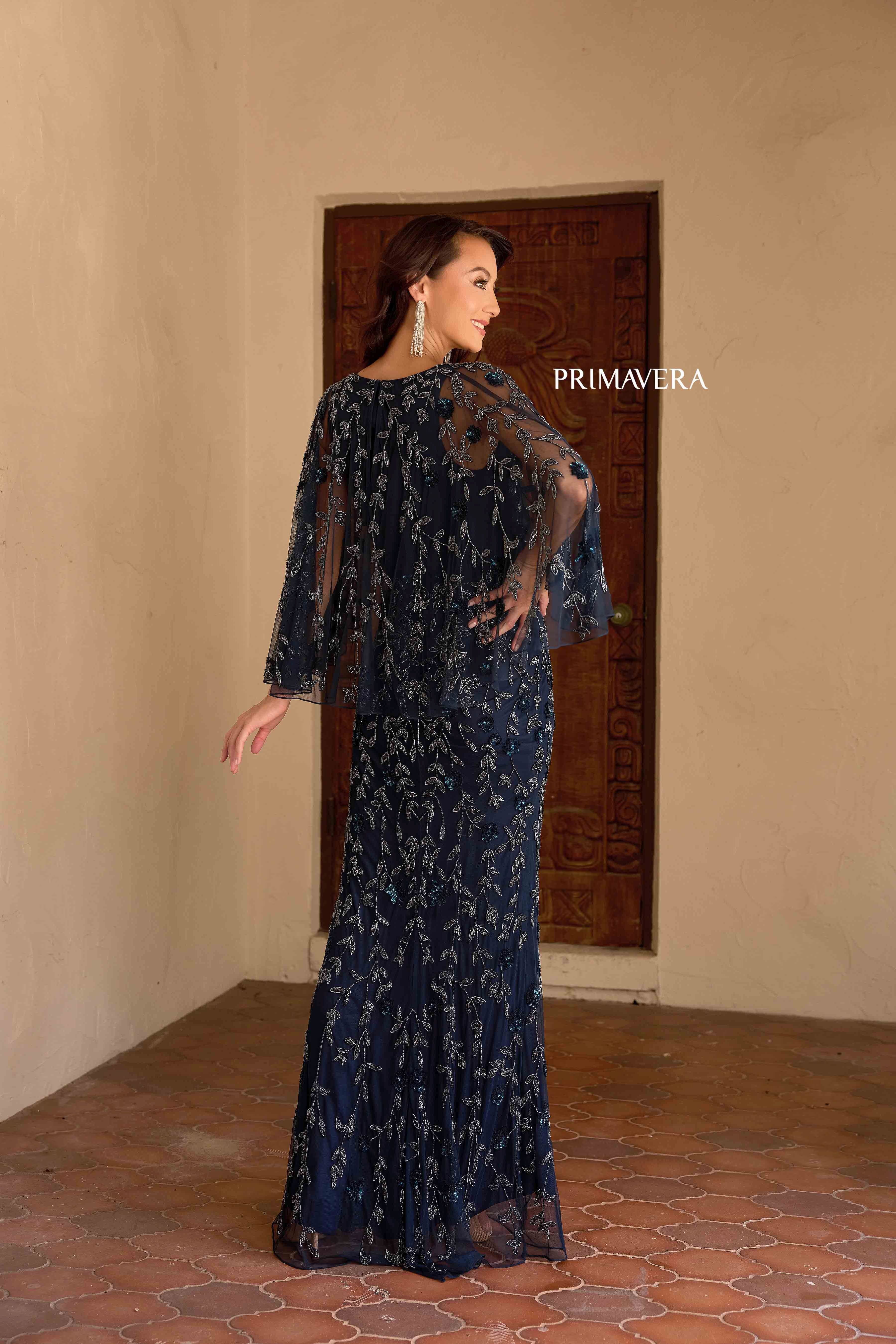 Primavera Couture -13149 Beaded V-Neck Sheer Gown