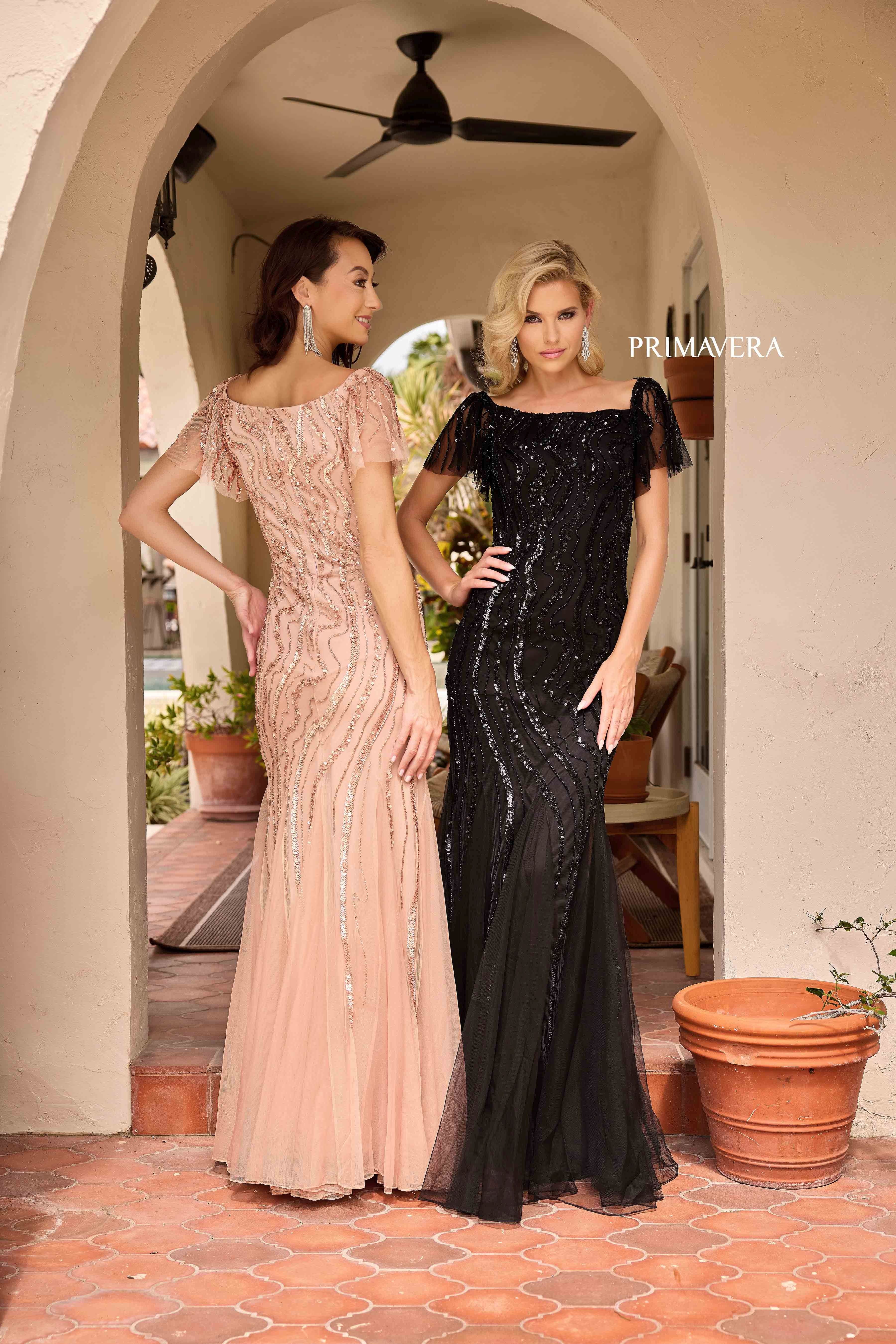 Primavera Couture -13155 Square Neck Mermaid Evening Dress