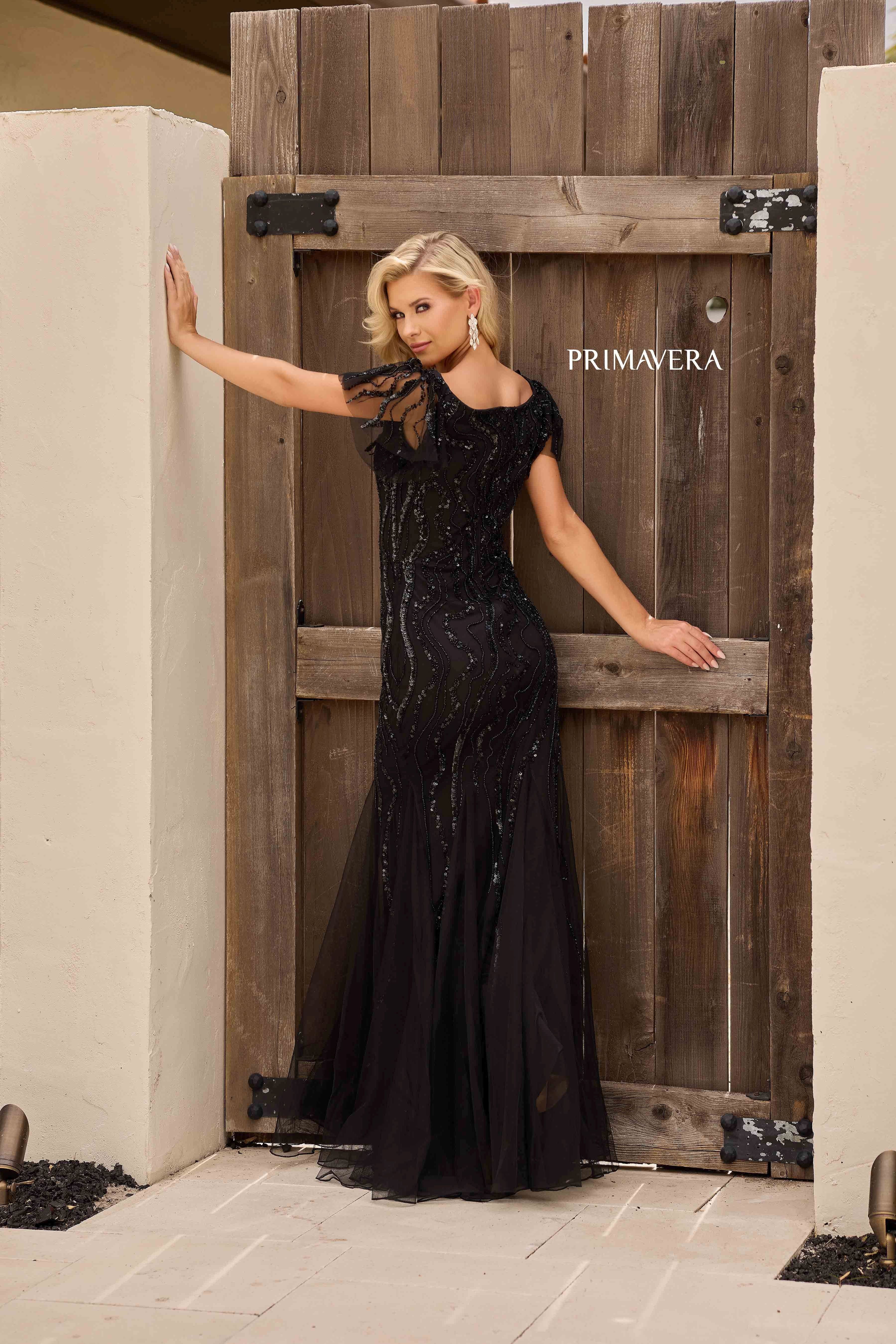 Primavera Couture -13155 Square Neck Mermaid Evening Dress