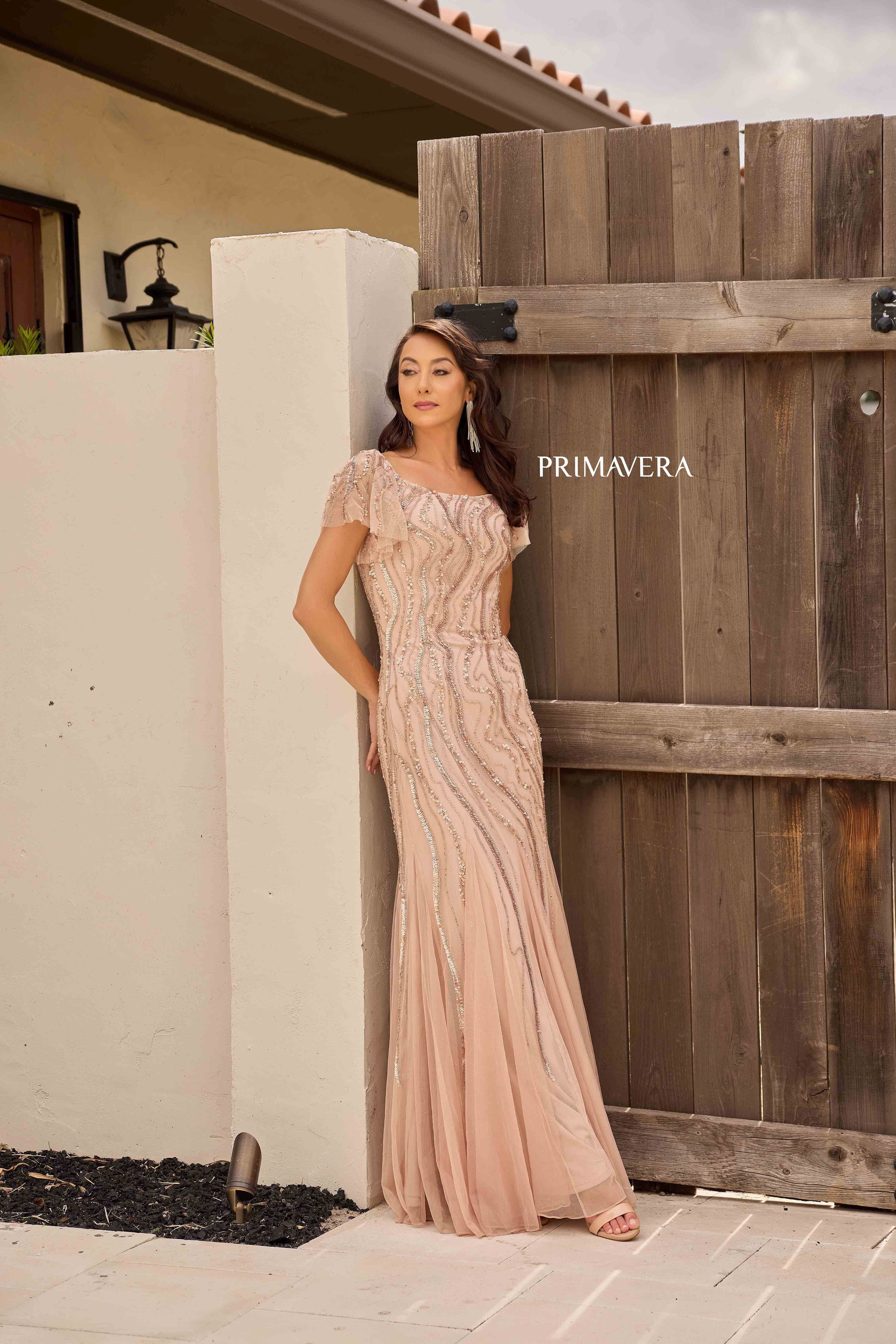 Primavera Couture -13155 Square Neck Mermaid Evening Dress