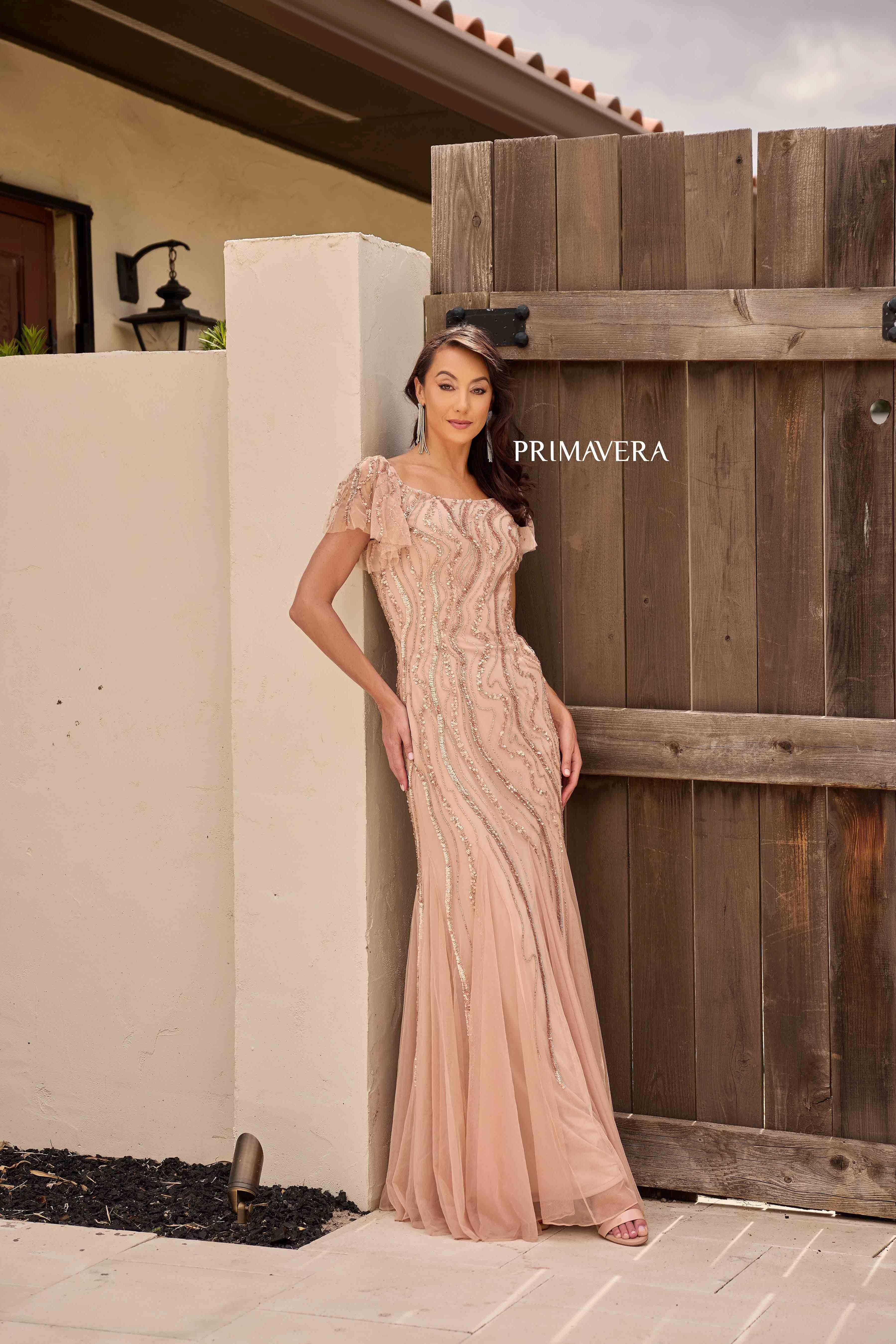 Primavera Couture -13155 Square Neck Mermaid Evening Dress