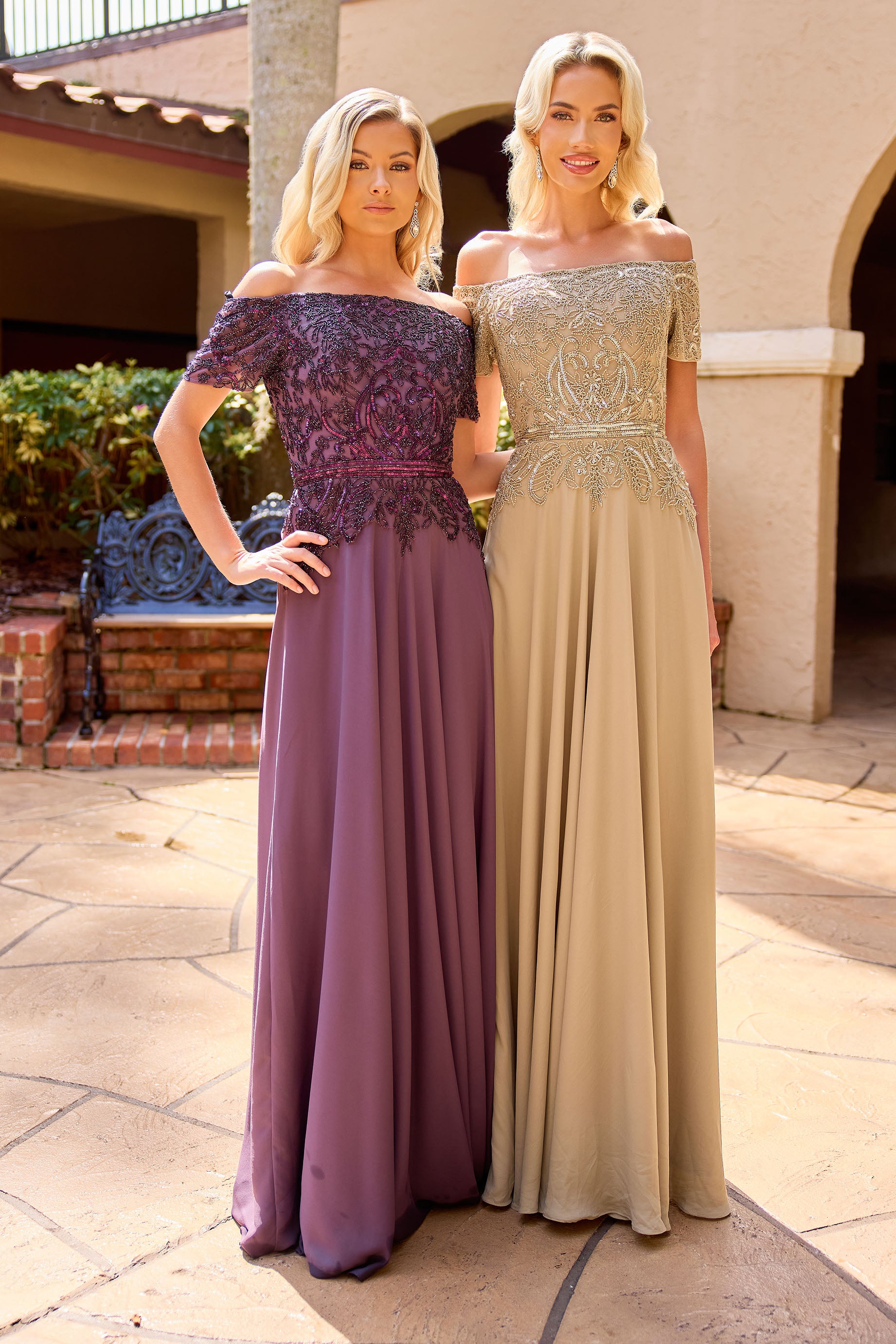 Primavera Couture -13164 A line gown with Sequin and beaded work.