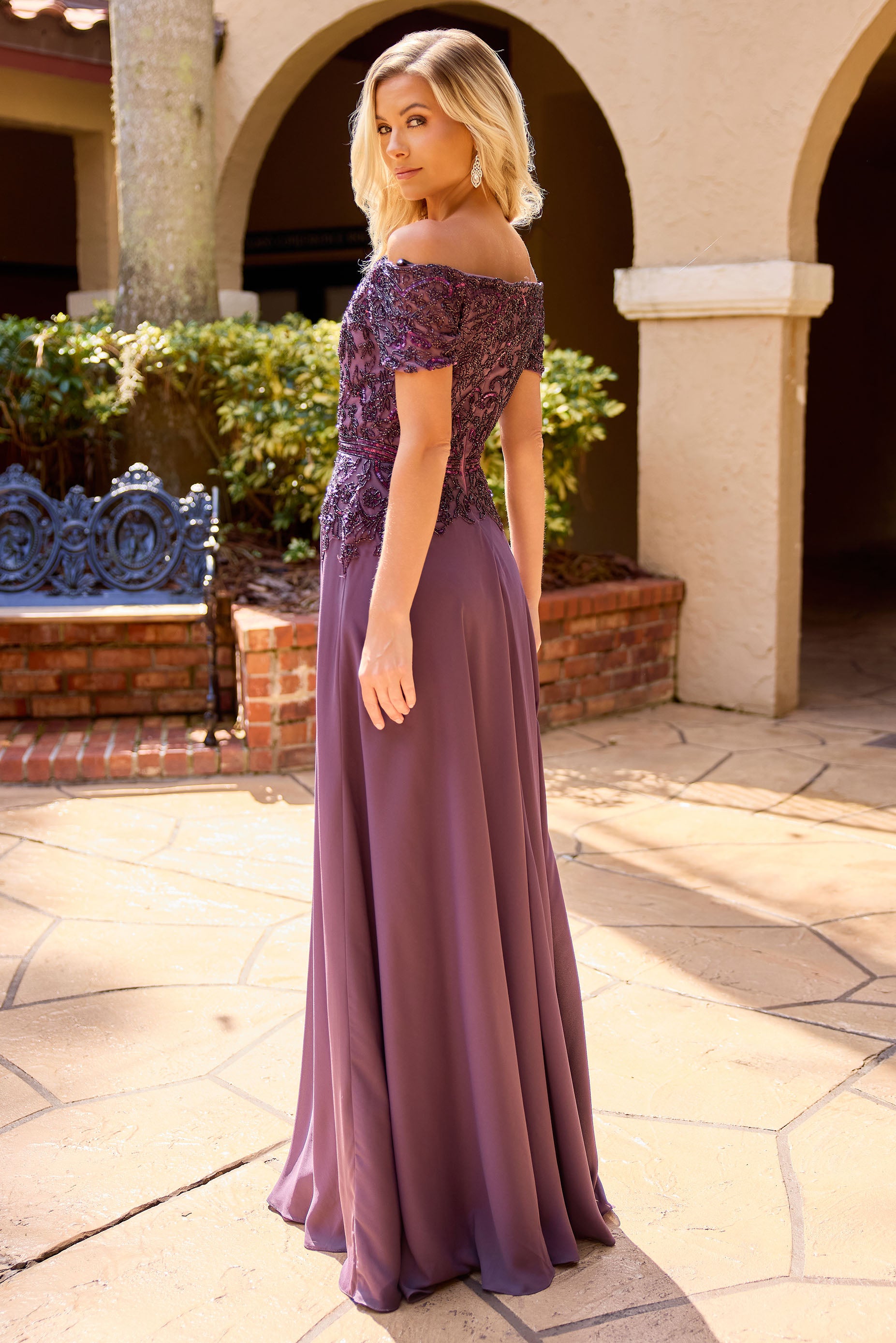 Primavera Couture -13164 A line gown with Sequin and beaded work.