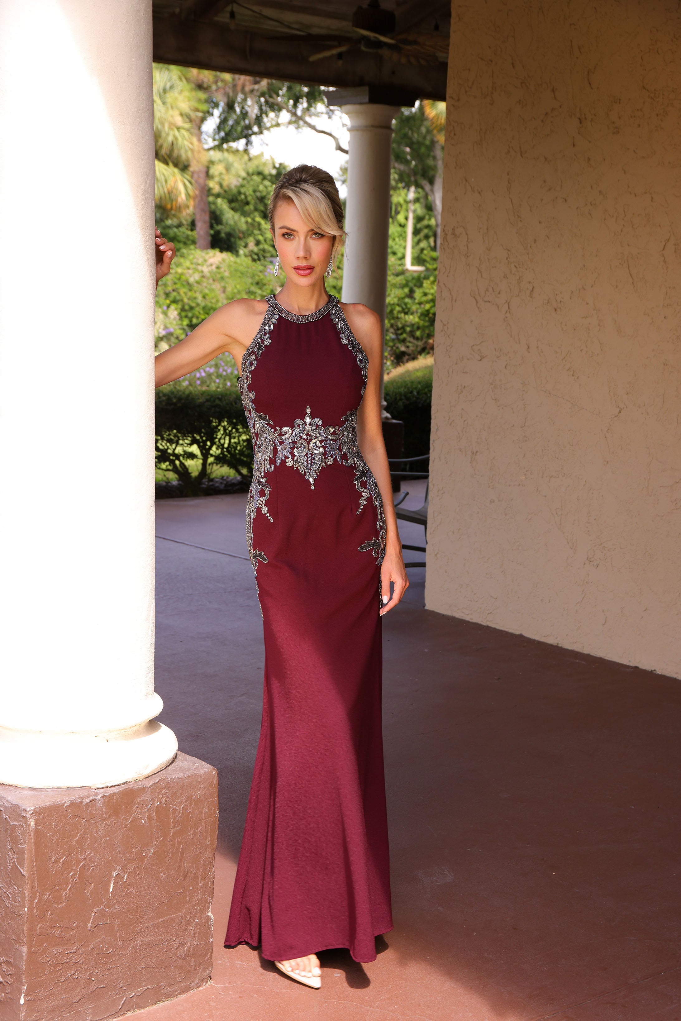 Primavera Couture -13167 Sequins and beaded gown with halter neck