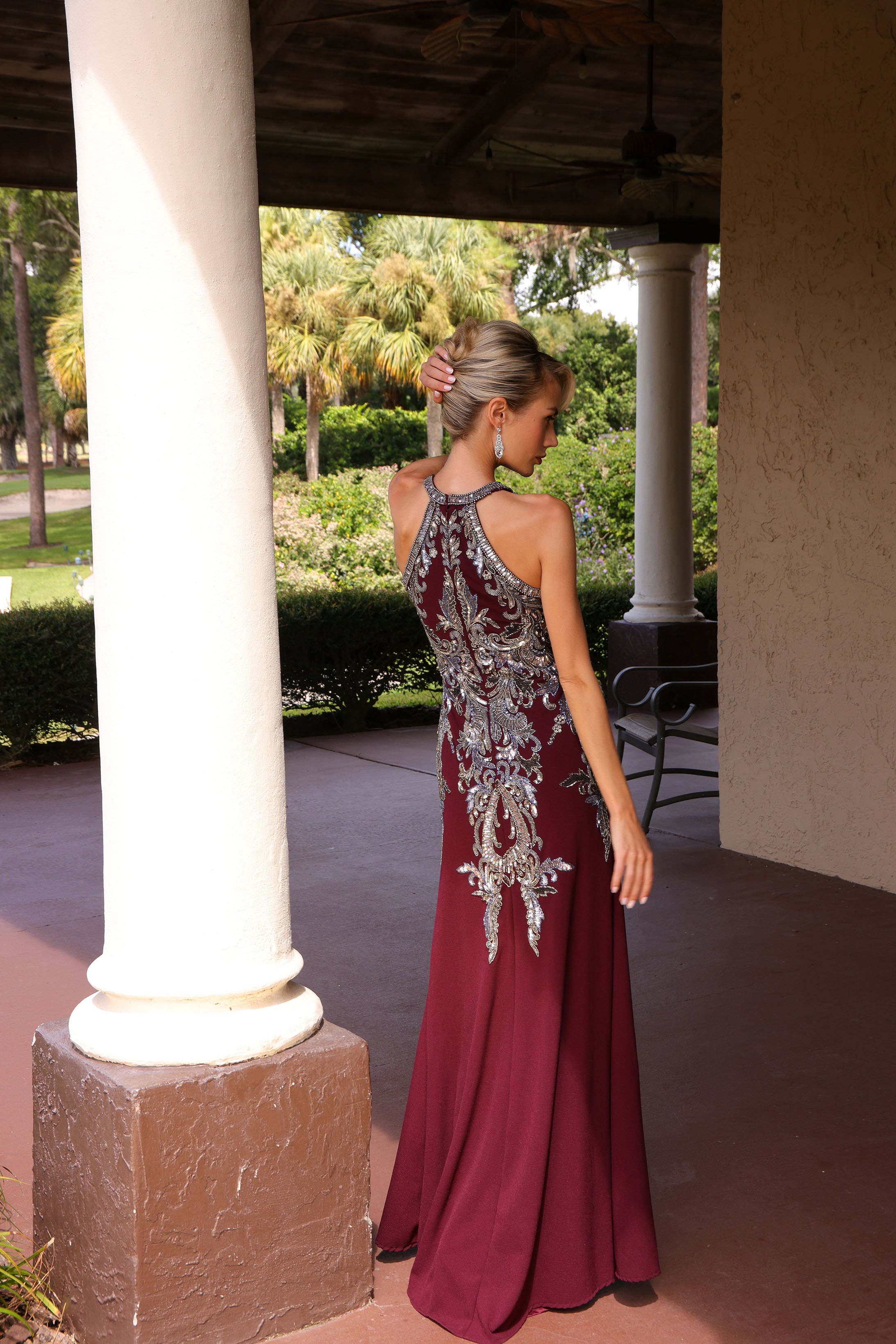 Primavera Couture -13167 Sequins and beaded gown with halter neck
