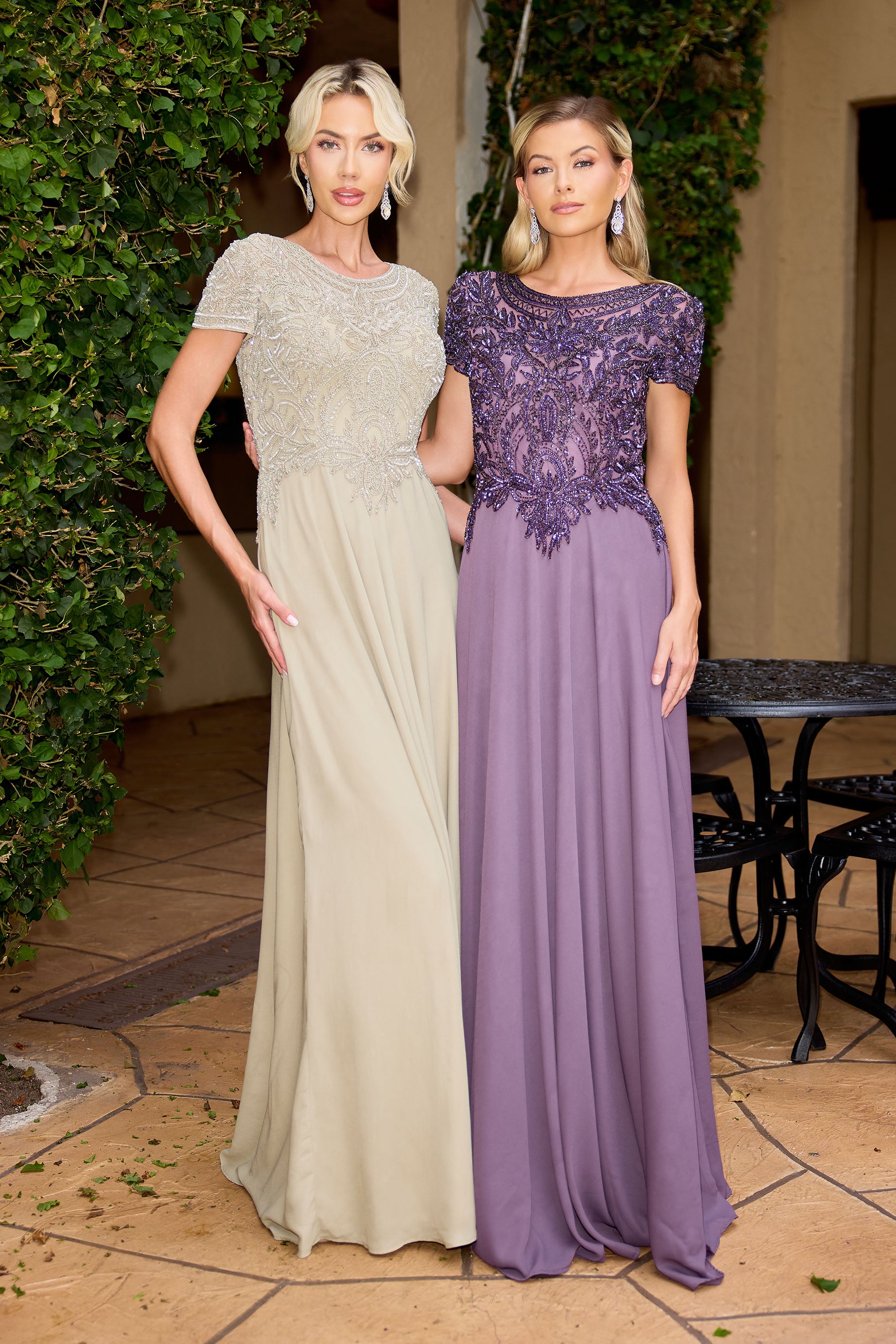 Primavera Couture -13169 Round neck A line gown with Sequin and beaded work.