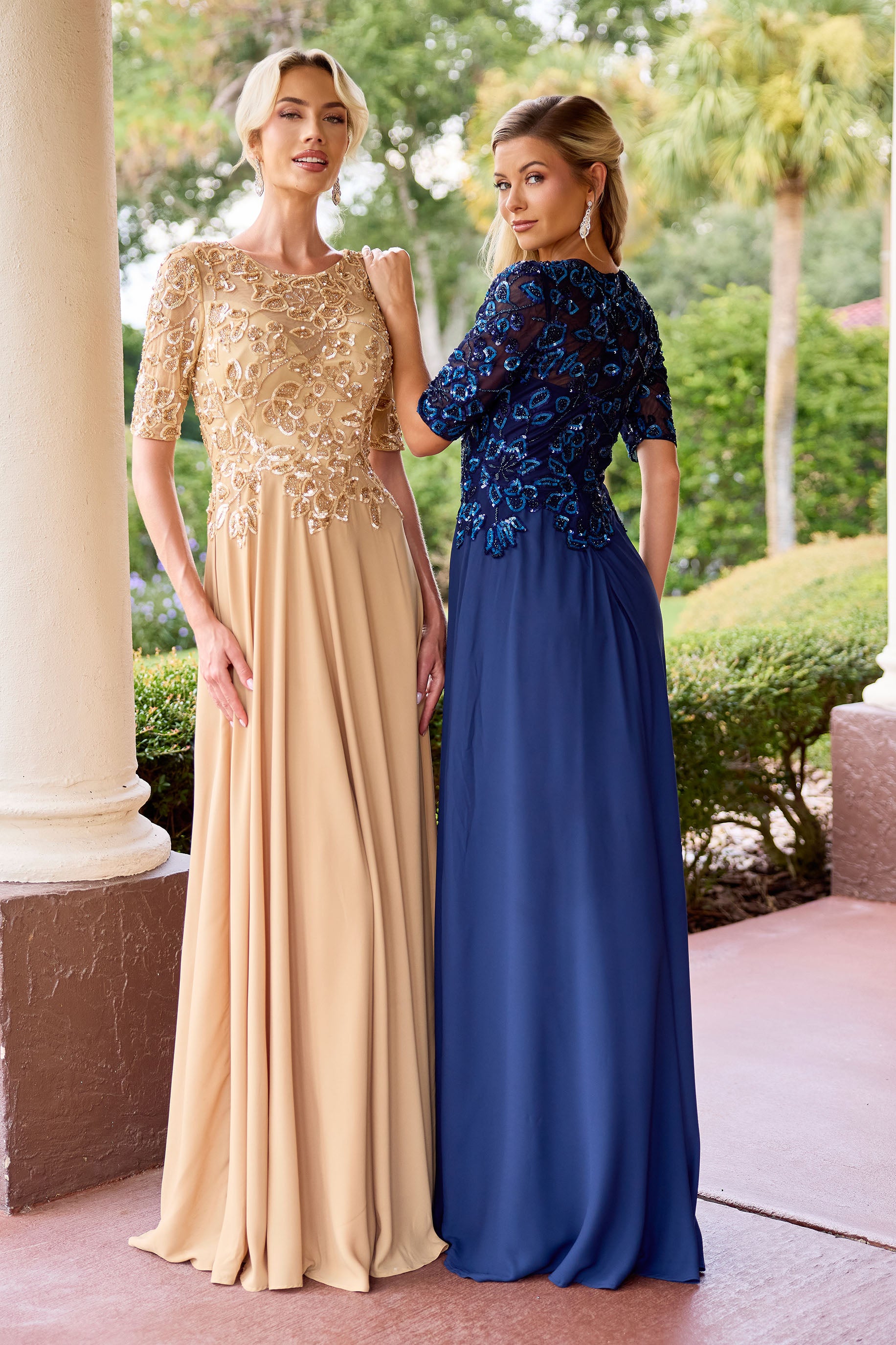 Primavera Couture -13171 A line gown with Sequin and beaded work.