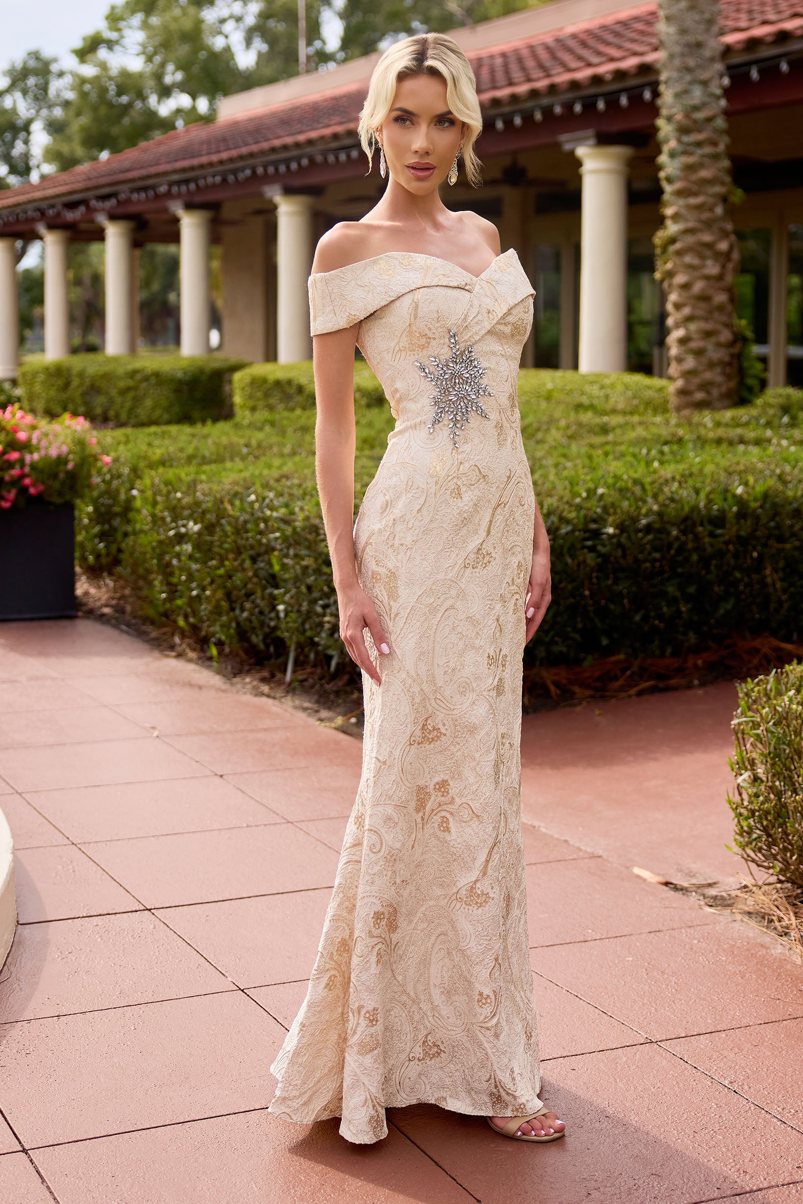 Primavera Couture -13174 Off shoulder backless mermaid gown