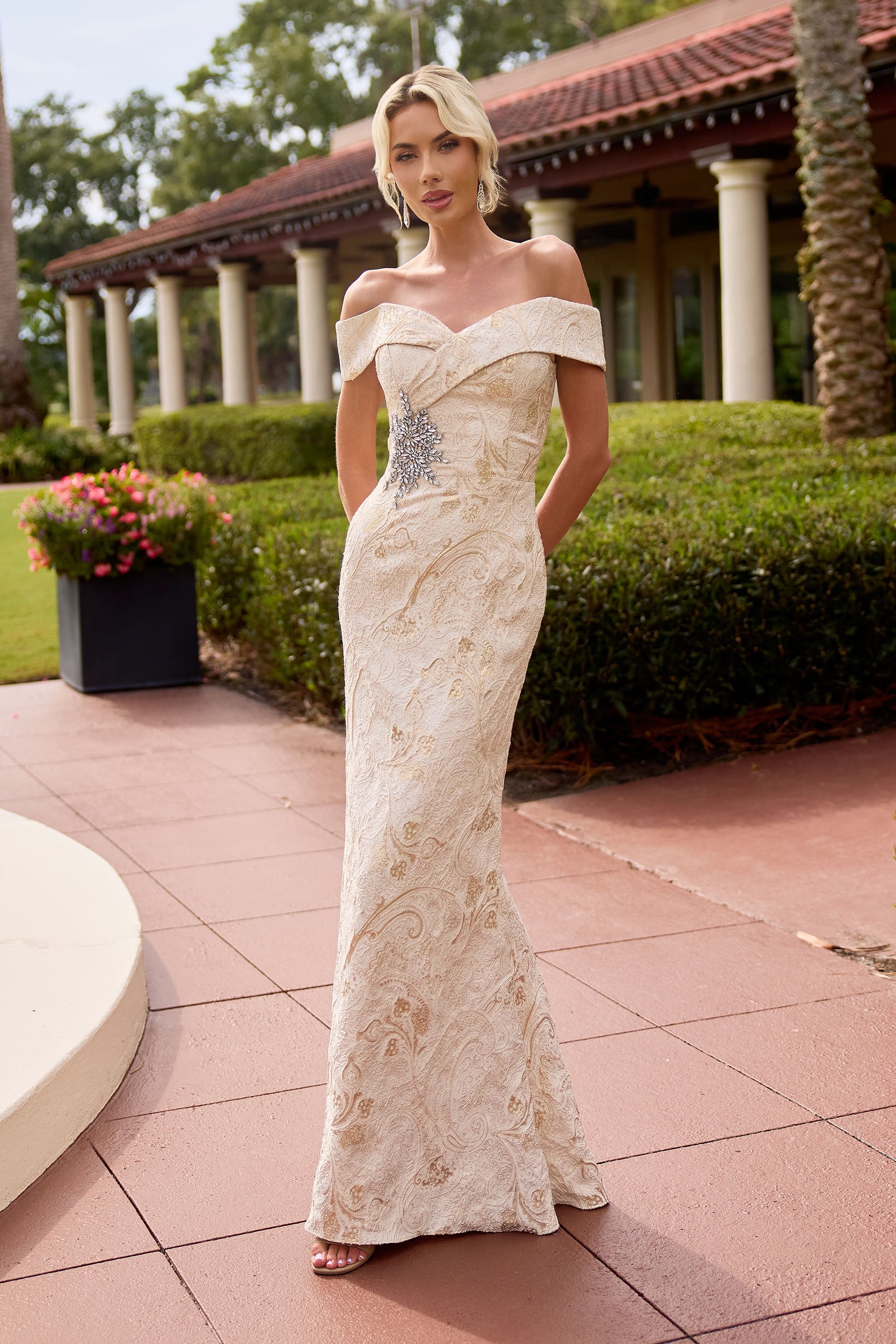 Primavera Couture -13174 Off shoulder backless mermaid gown