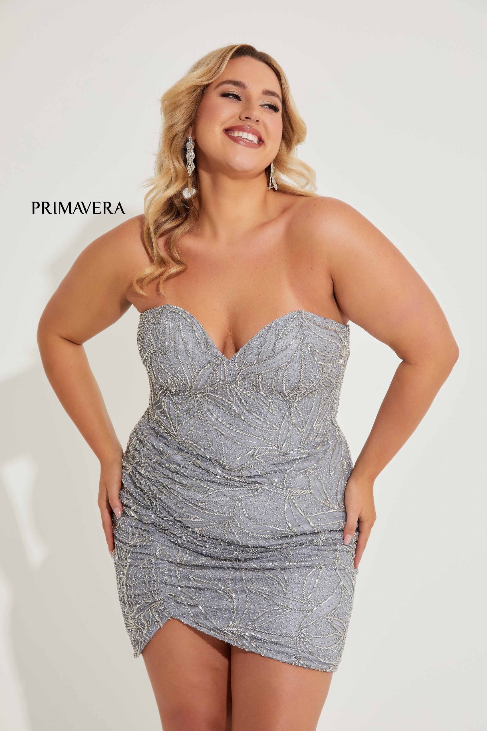 Primavera Couture -14068 Strapless Sequin Short Cocktail Dress