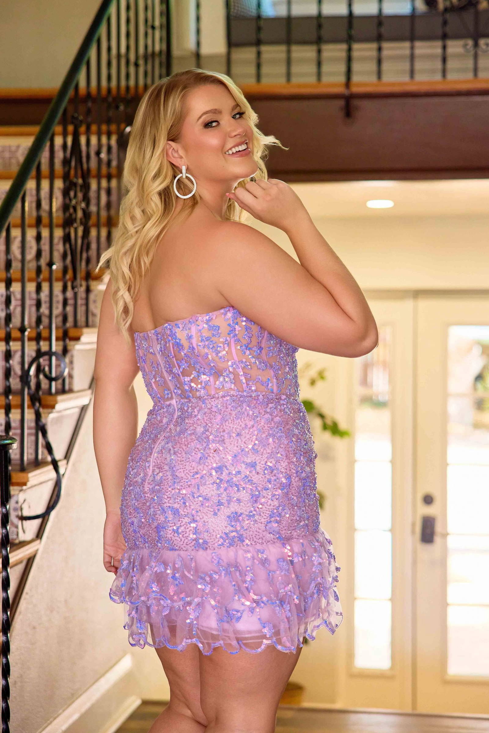 Primavera Couture -14089 Sequined Strapless Mini Dress Structured With Sweetheart Neckline