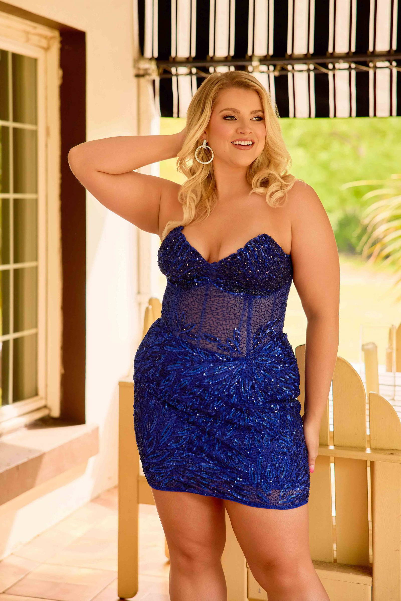 Primavera Couture -14091 Fully Sequined Strapless Mini Short Dress