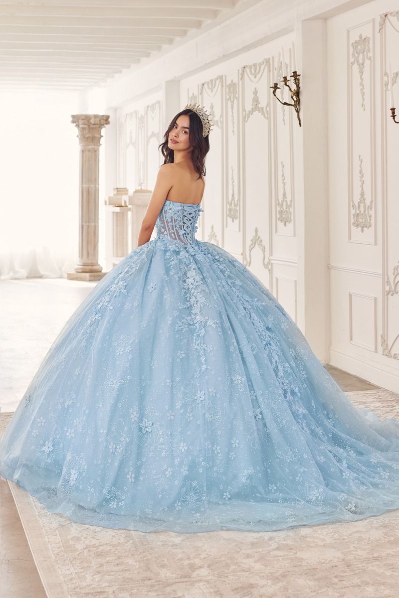 Cinderella Divine -15719 Strapless Laced Floral Quinceanera Ball Gown