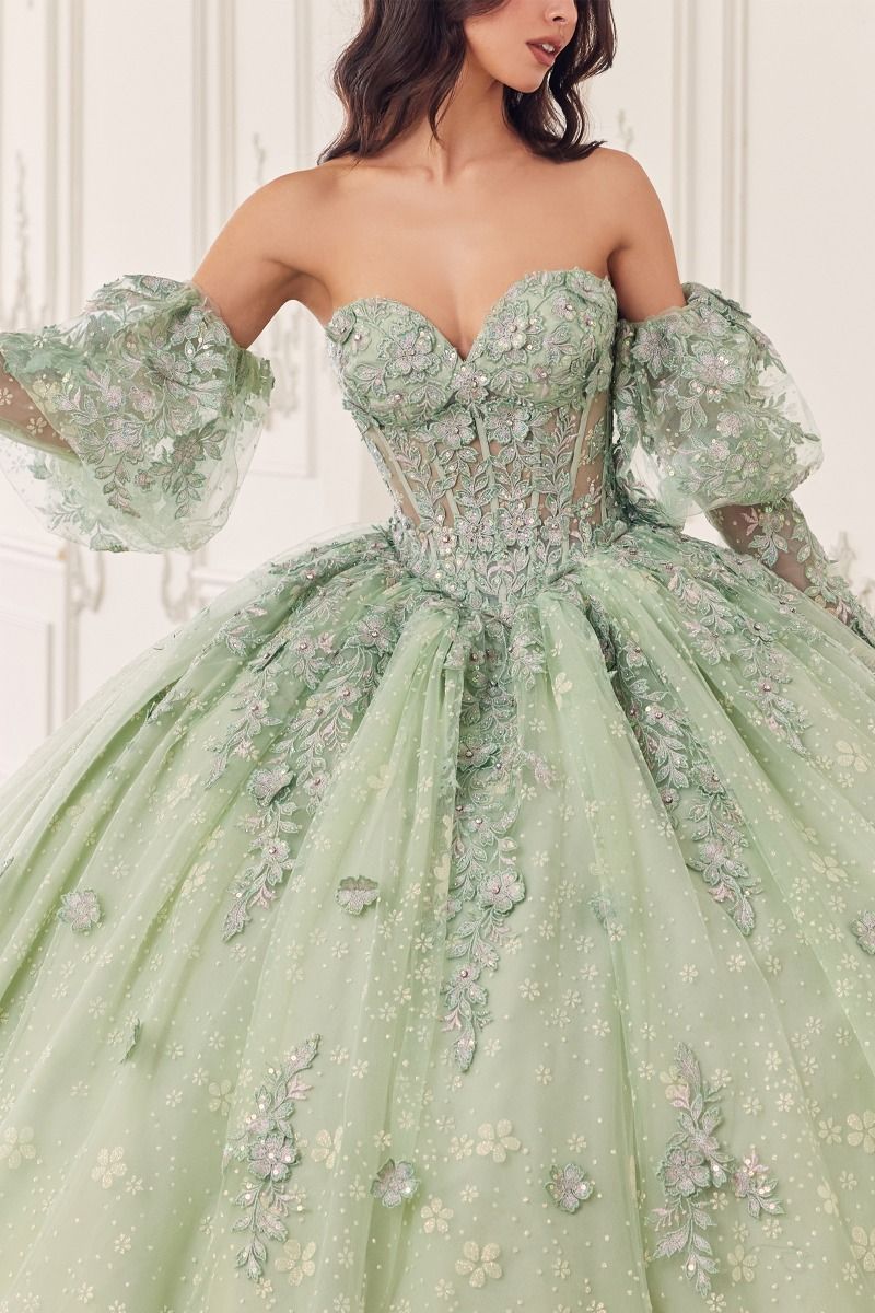 Cinderella Divine -15722 Strapless Lace Quinceanera Ball Gown