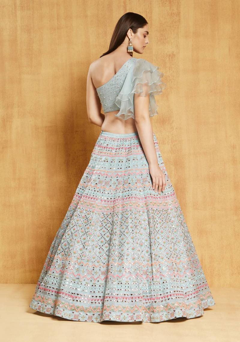 MyFashion -2514 Stunning Cotton Organza Silk Sequins And Embroidery Lehenga Choli
