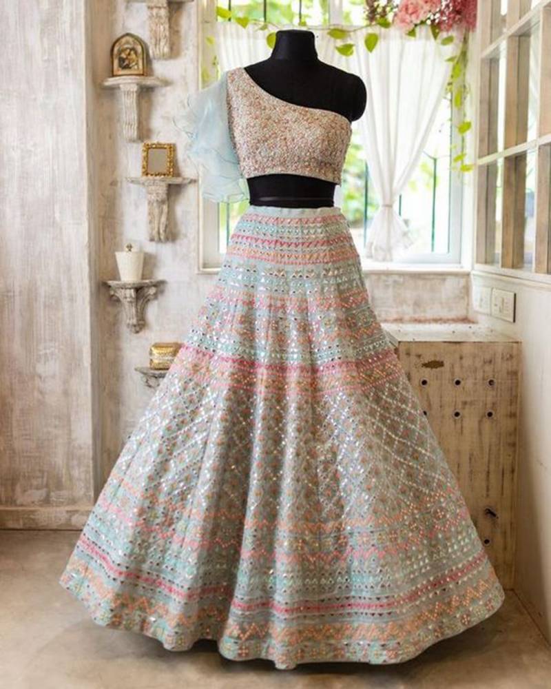 MyFashion -2514 Stunning Cotton Organza Silk Sequins And Embroidery Lehenga Choli