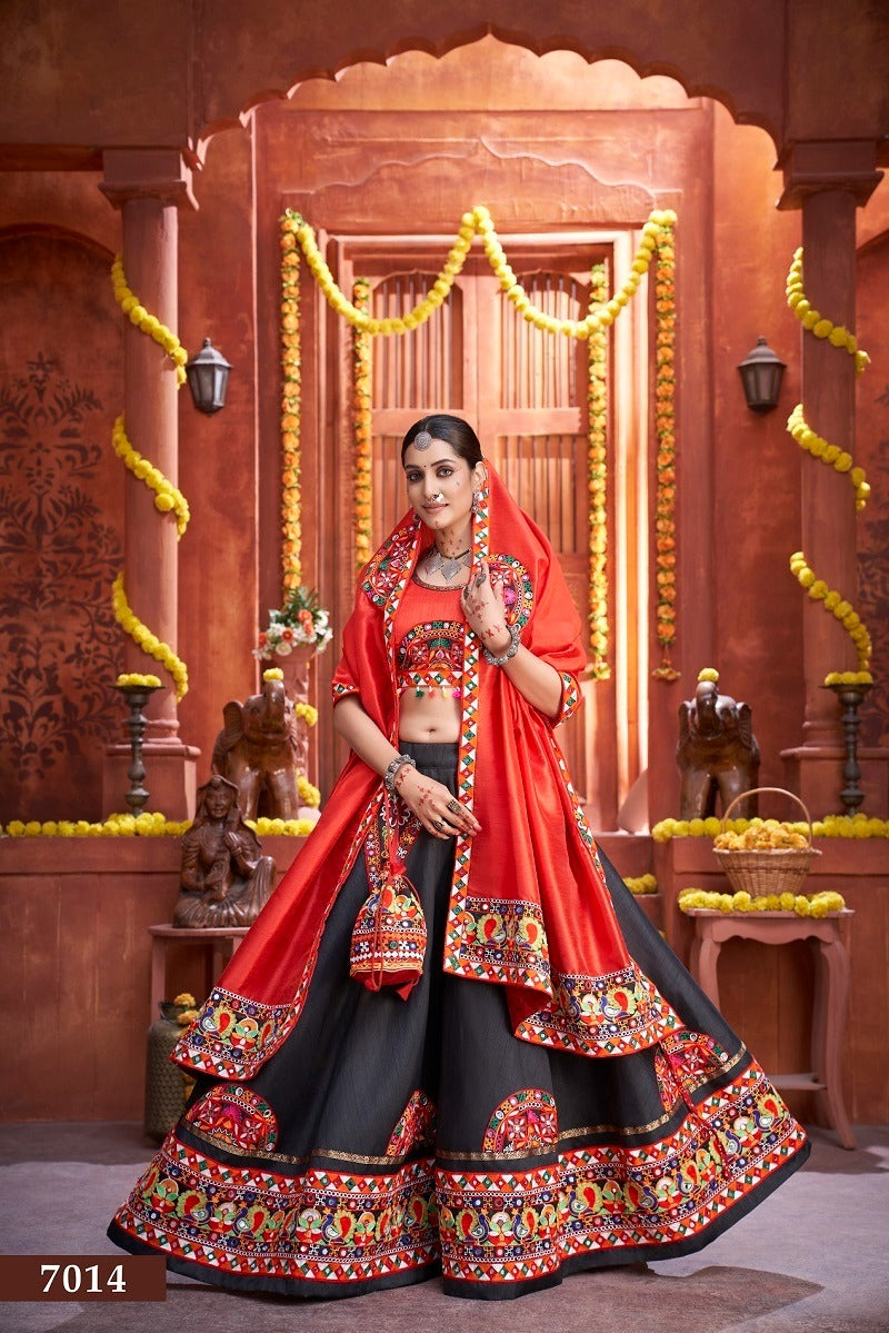 MyFashion -7014 Mirror Art Silk Traditional Gamthi Choli Collection With Dupatta