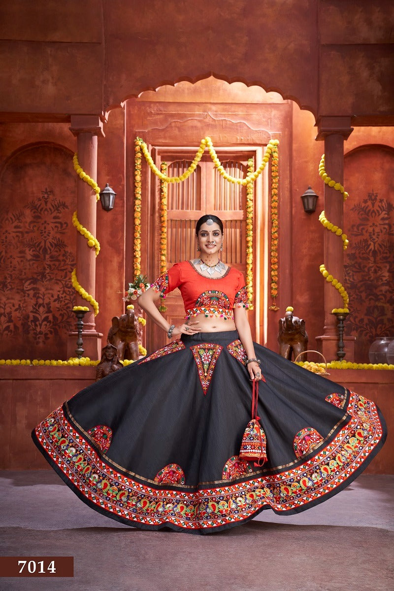 MyFashion -7014 Mirror Art Silk Traditional Gamthi Choli Collection With Dupatta